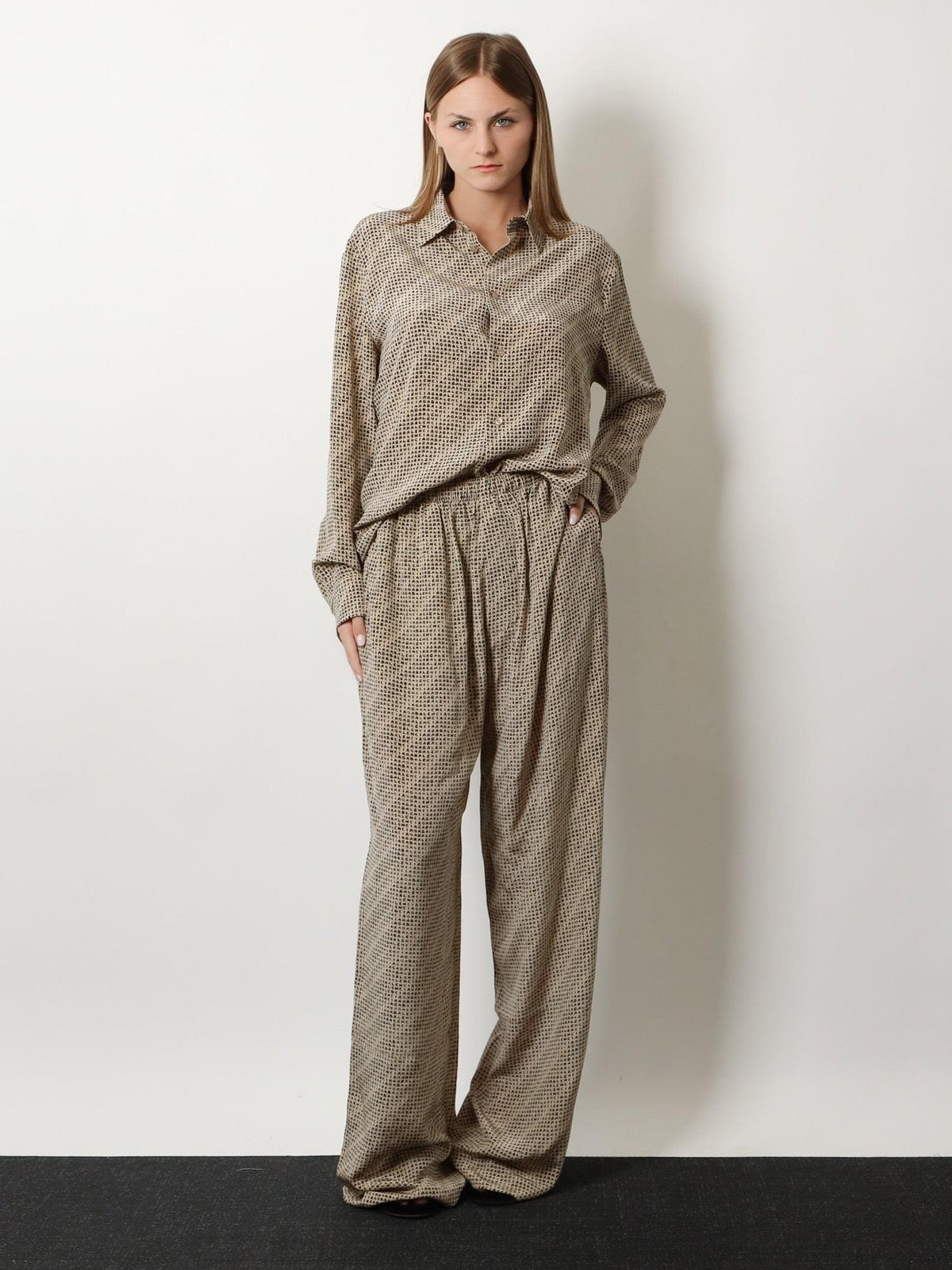 Balenciaga Women Monogram Silk Trousers BALENCIAGA