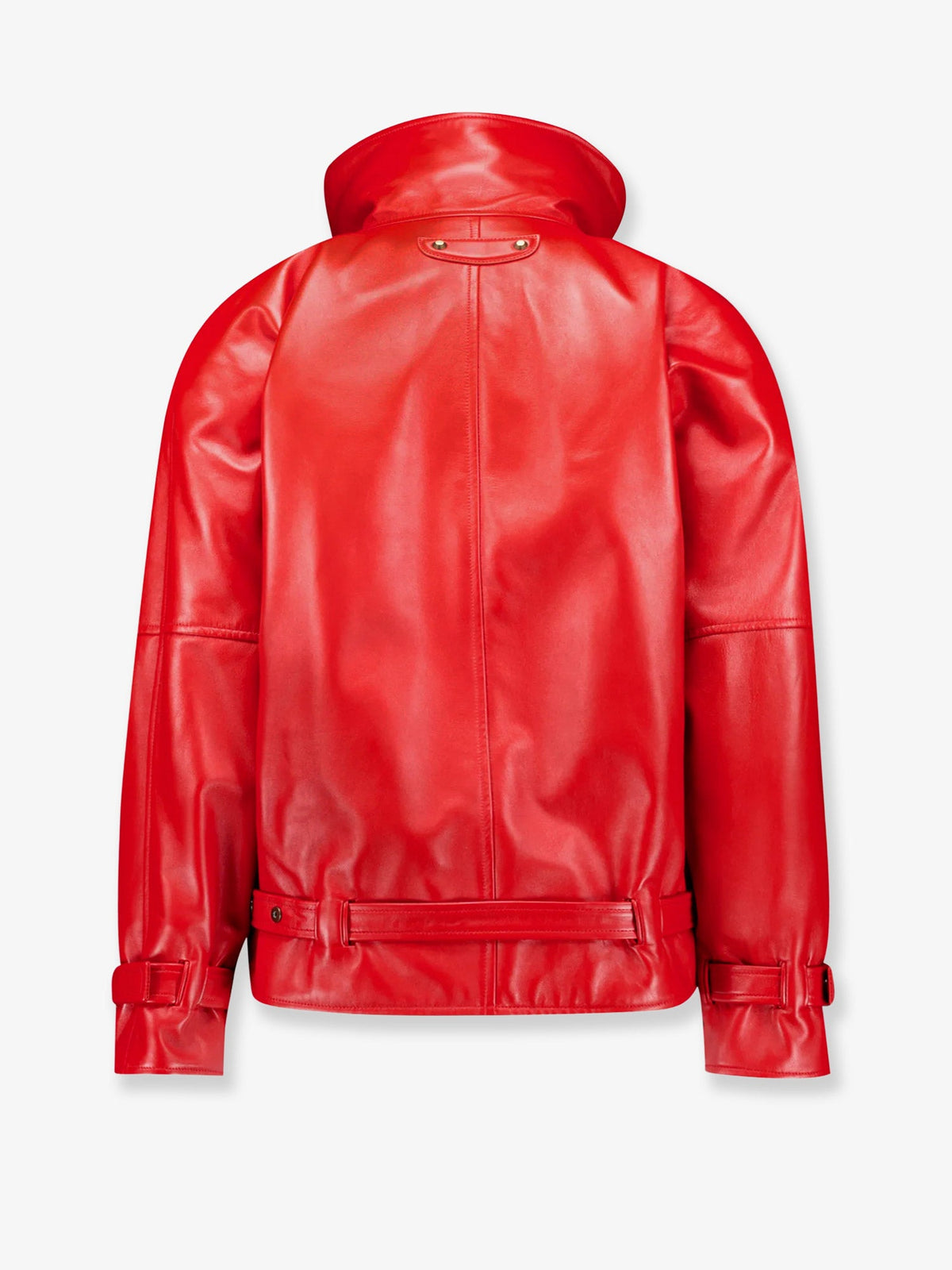 Balenciaga Women Arrotondato Leather Jacket With Engraved Lettering Logo On The Front BALENCIAGA
