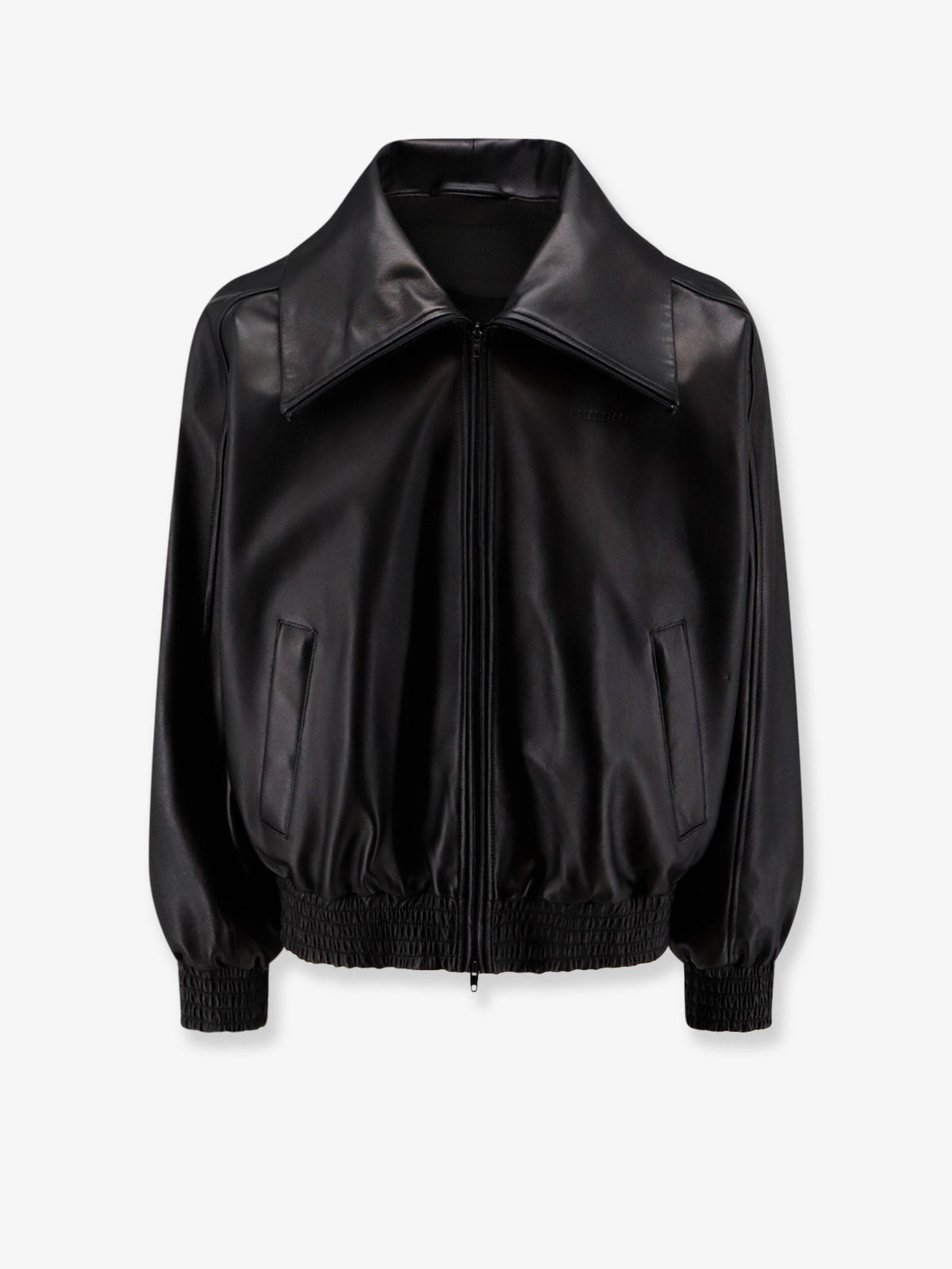Balenciaga Men Leather Jacket With Logo Detail BALENCIAGA