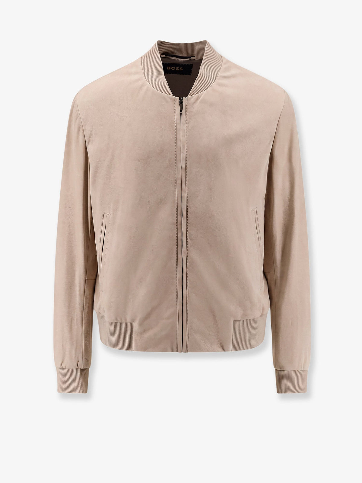 Boss Men Masic Leather Jacket With Stitching BOSS
