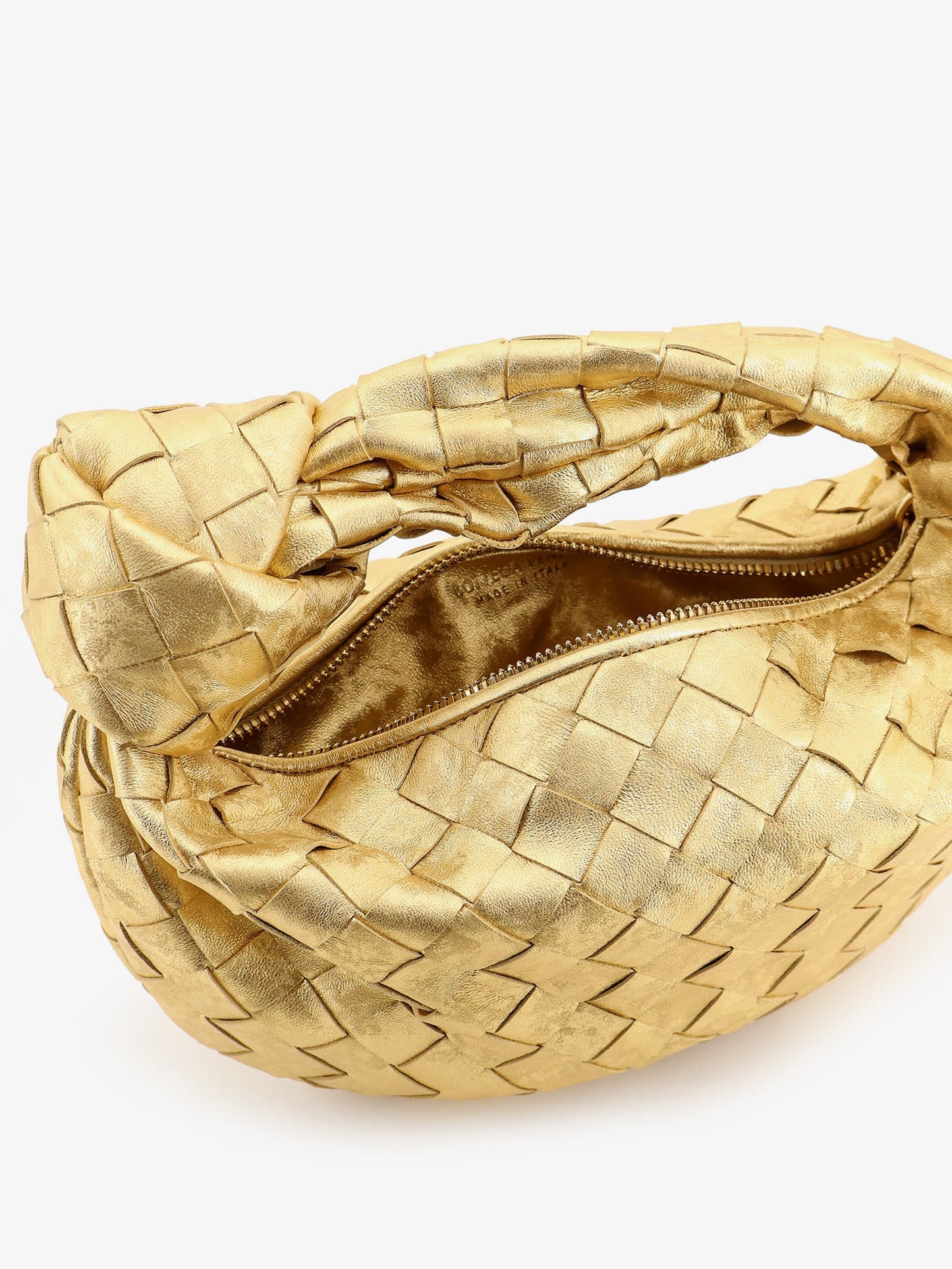 Bottega Veneta Women Mini Jodie Leather Handbag With A Foggy Mirror Effect Braided Motif BOTTEGA VENETA
