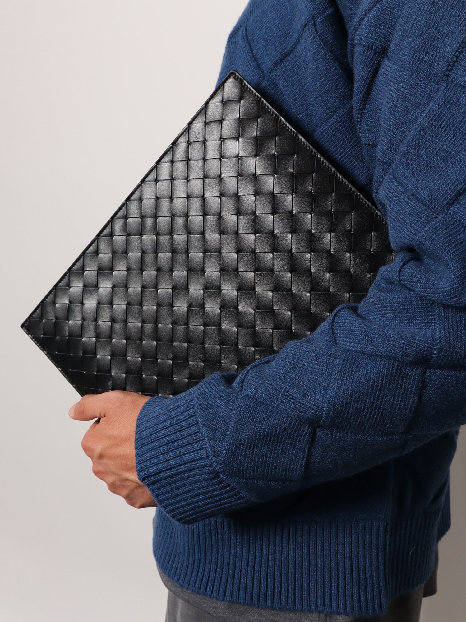 Bottega Veneta Men Avenue Leather Document Case With Intrecciato Motif BOTTEGA VENETA