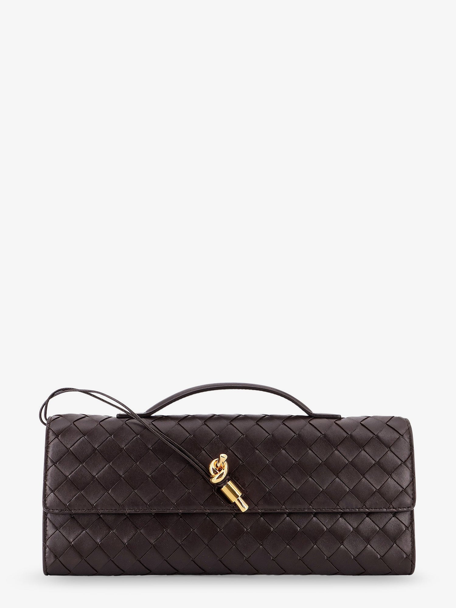 Bottega Veneta Women Andiamo Leather Clutch With Intrecciato Motif BOTTEGA VENETA