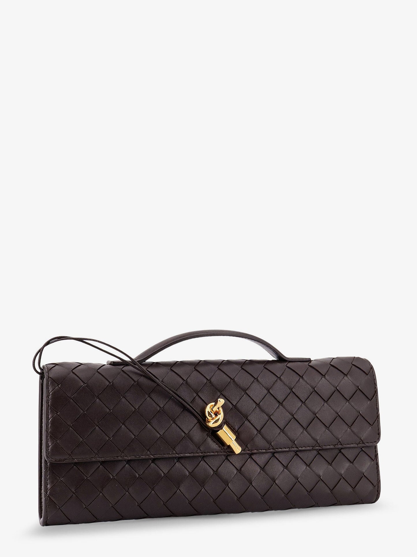 Bottega Veneta Women Andiamo Leather Clutch With Intrecciato Motif BOTTEGA VENETA