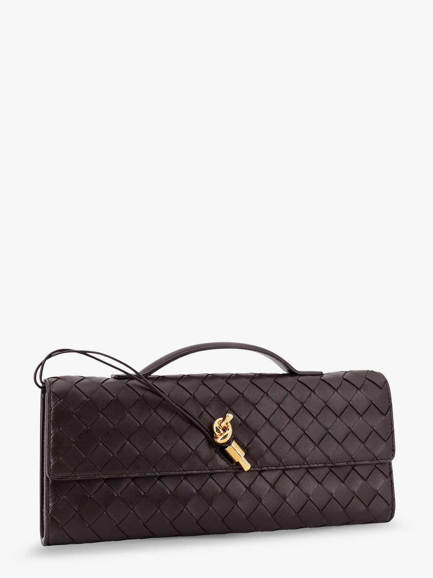 Bottega Veneta Women Andiamo Leather Clutch With Intrecciato Motif BOTTEGA VENETA