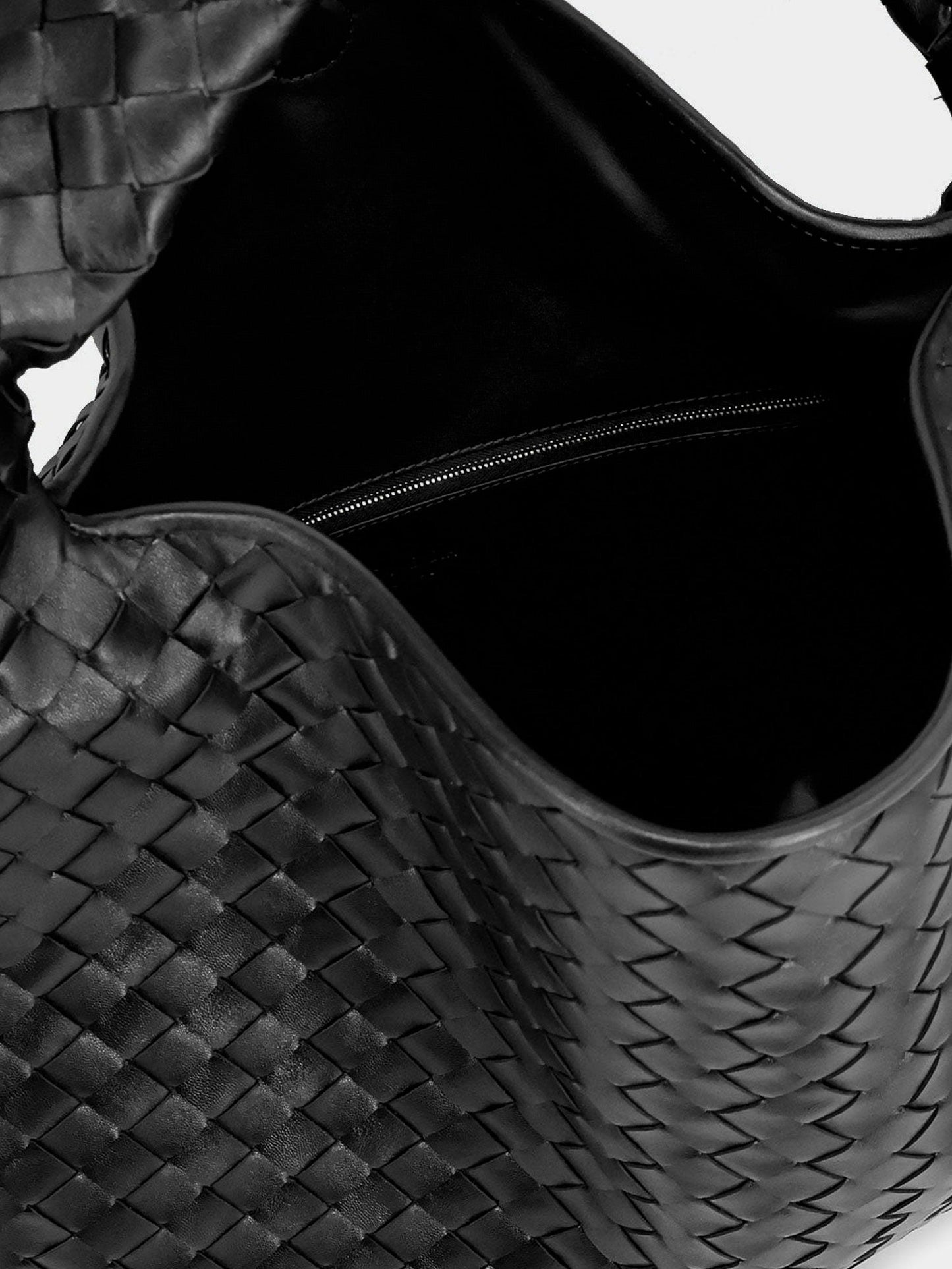 Bottega Veneta Women Hop Hobo Leather Shoulder Bag With Intreccio Pattern BOTTEGA VENETA