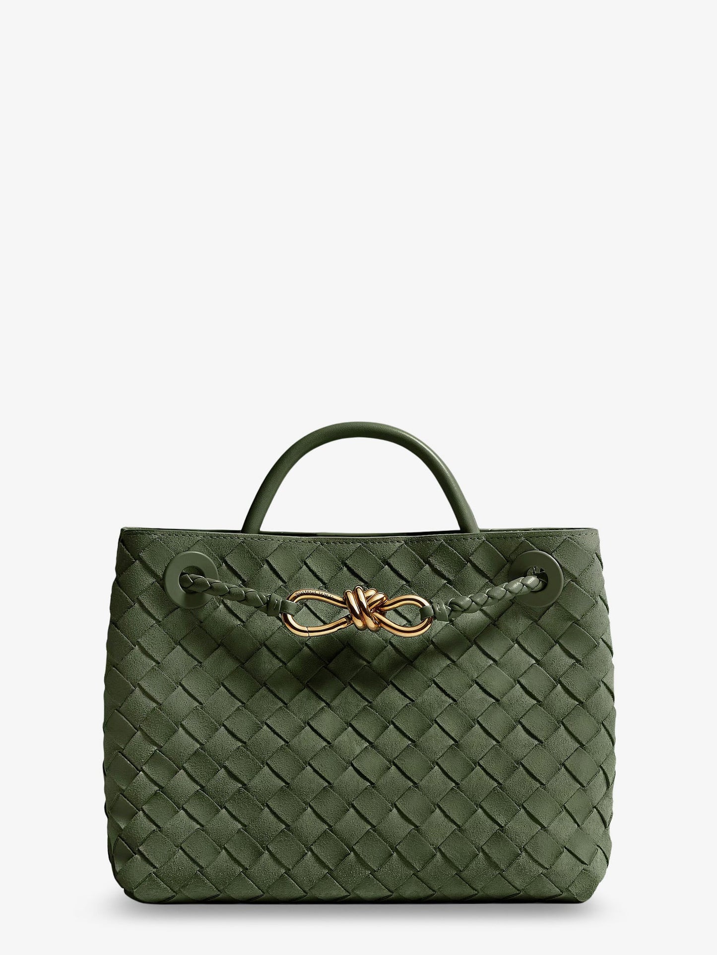 Bottega Veneta Women Small Andiamo Suede Handbag With Intrecciato Motif BOTTEGA VENETA