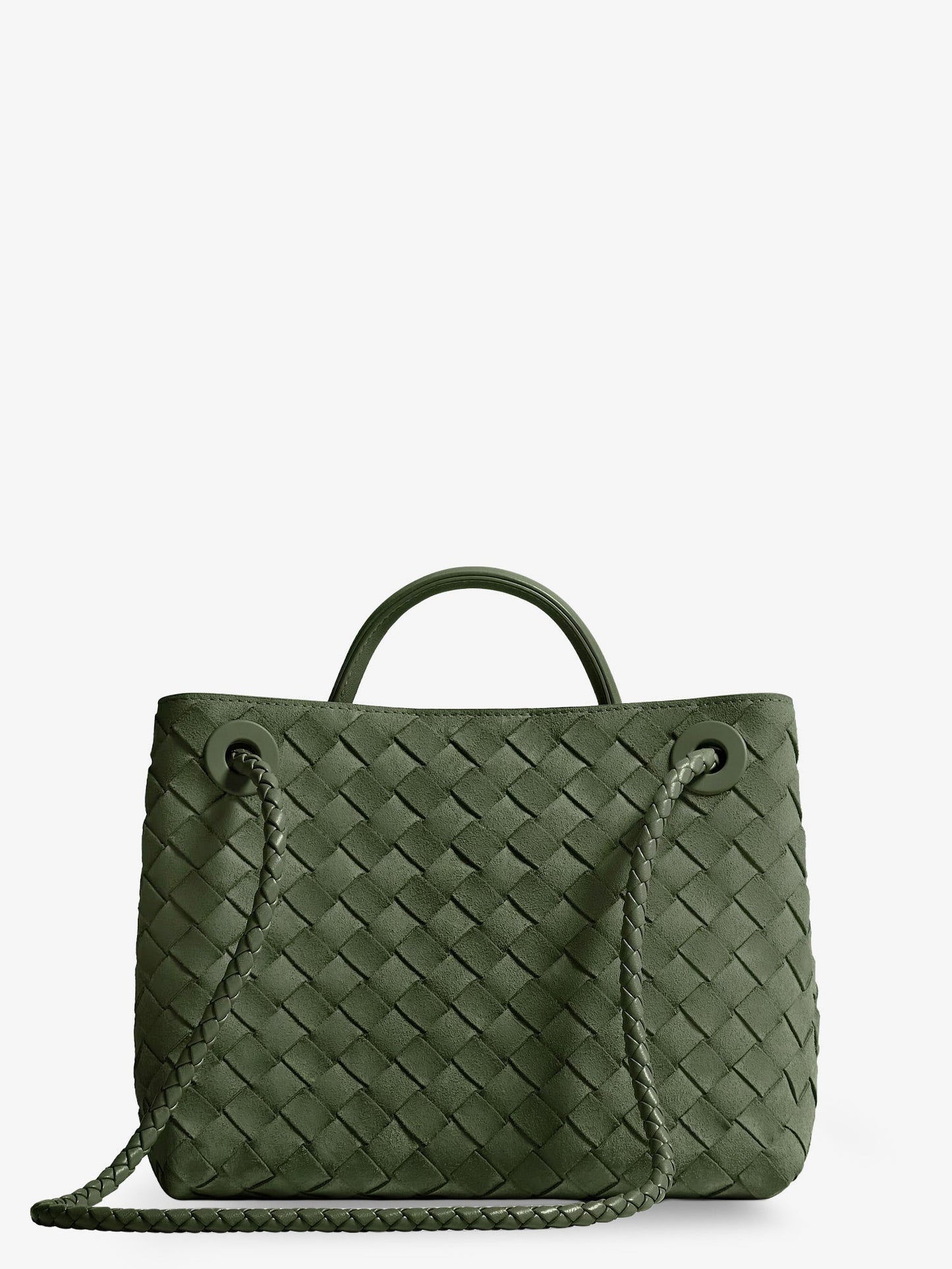 Bottega Veneta Women Small Andiamo Suede Handbag With Intrecciato Motif BOTTEGA VENETA