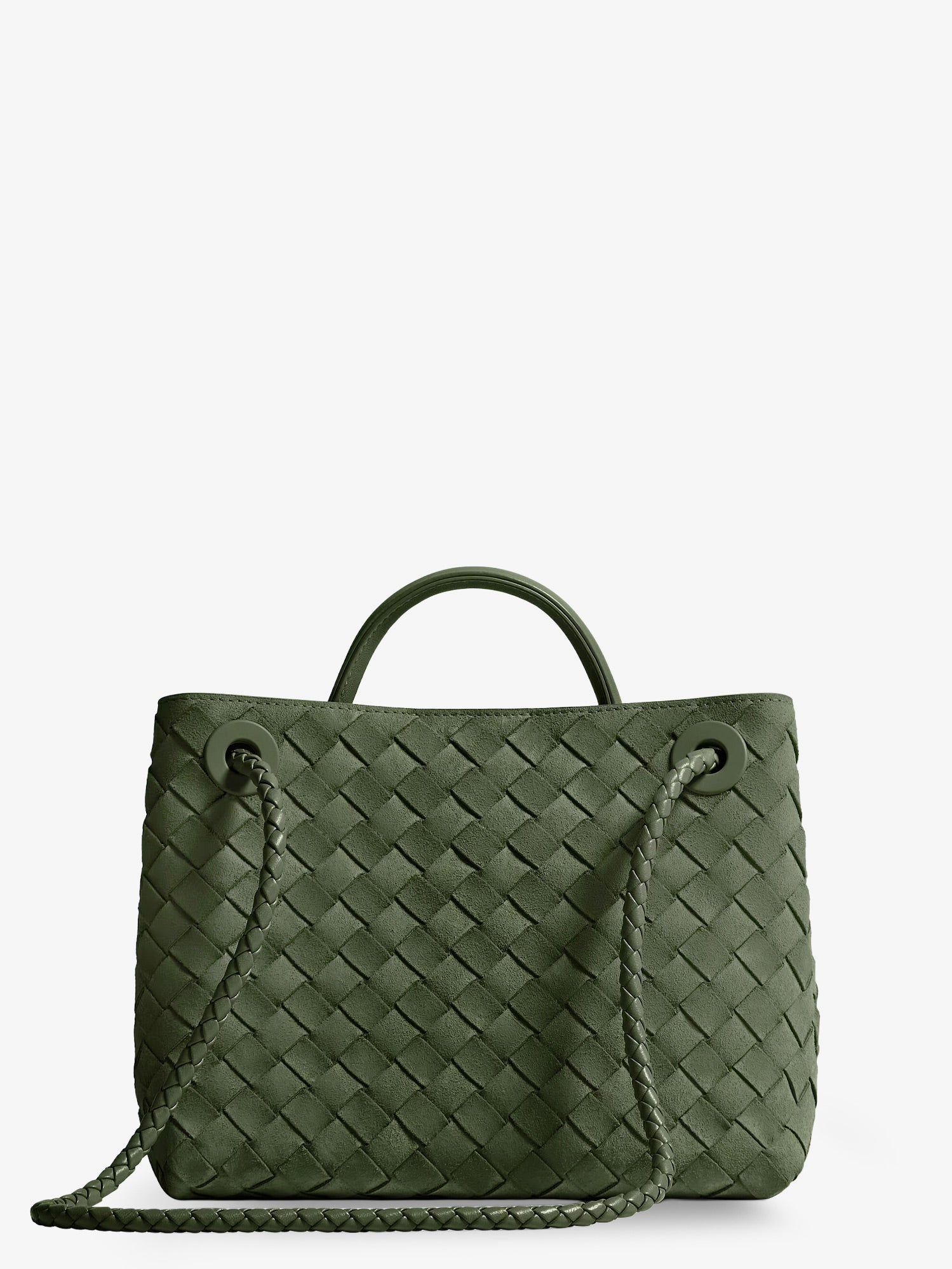 Bottega Veneta Women Small Andiamo Suede Handbag With Intrecciato Motif BOTTEGA VENETA