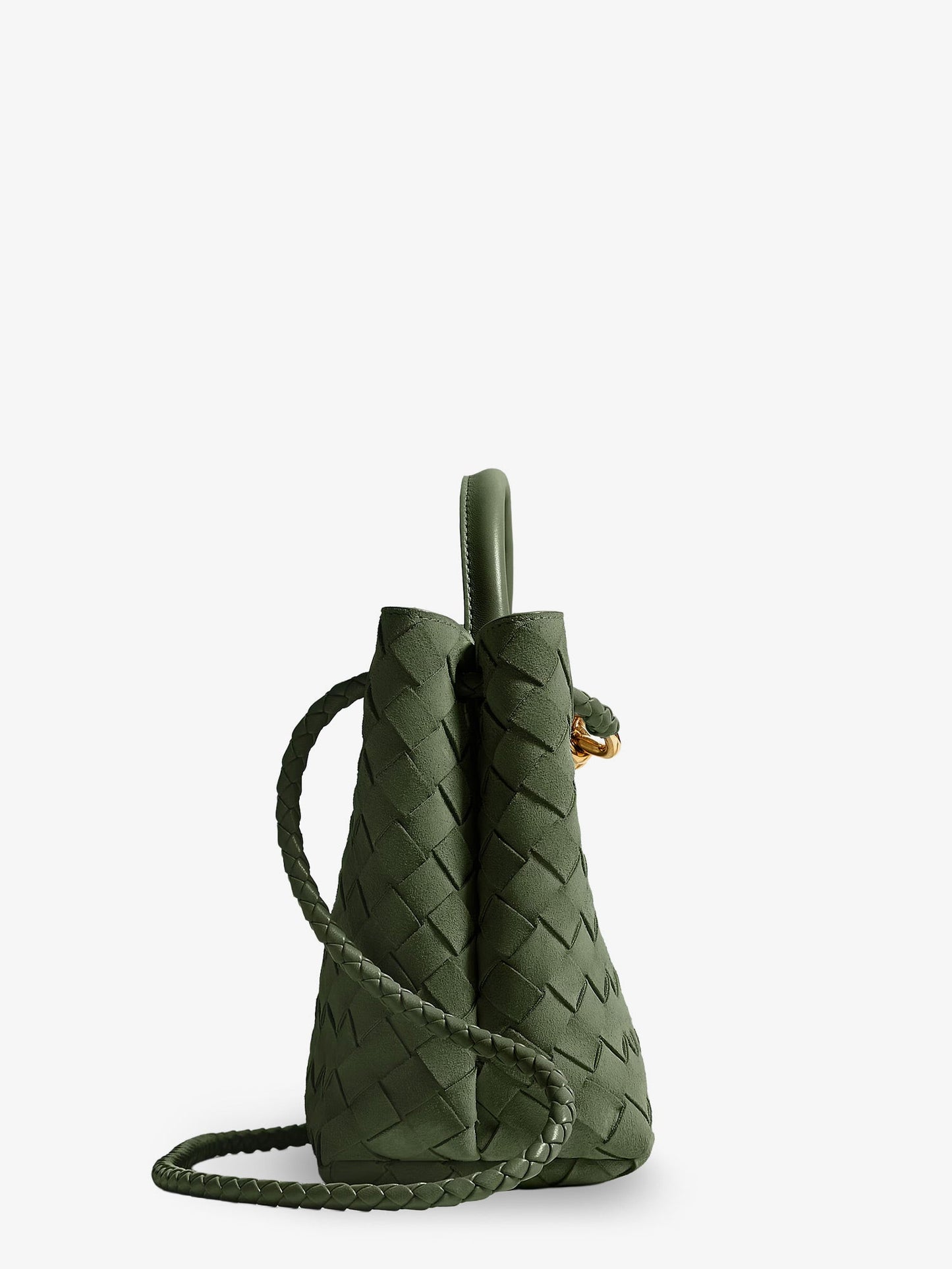 Bottega Veneta Women Small Andiamo Suede Handbag With Intrecciato Motif BOTTEGA VENETA