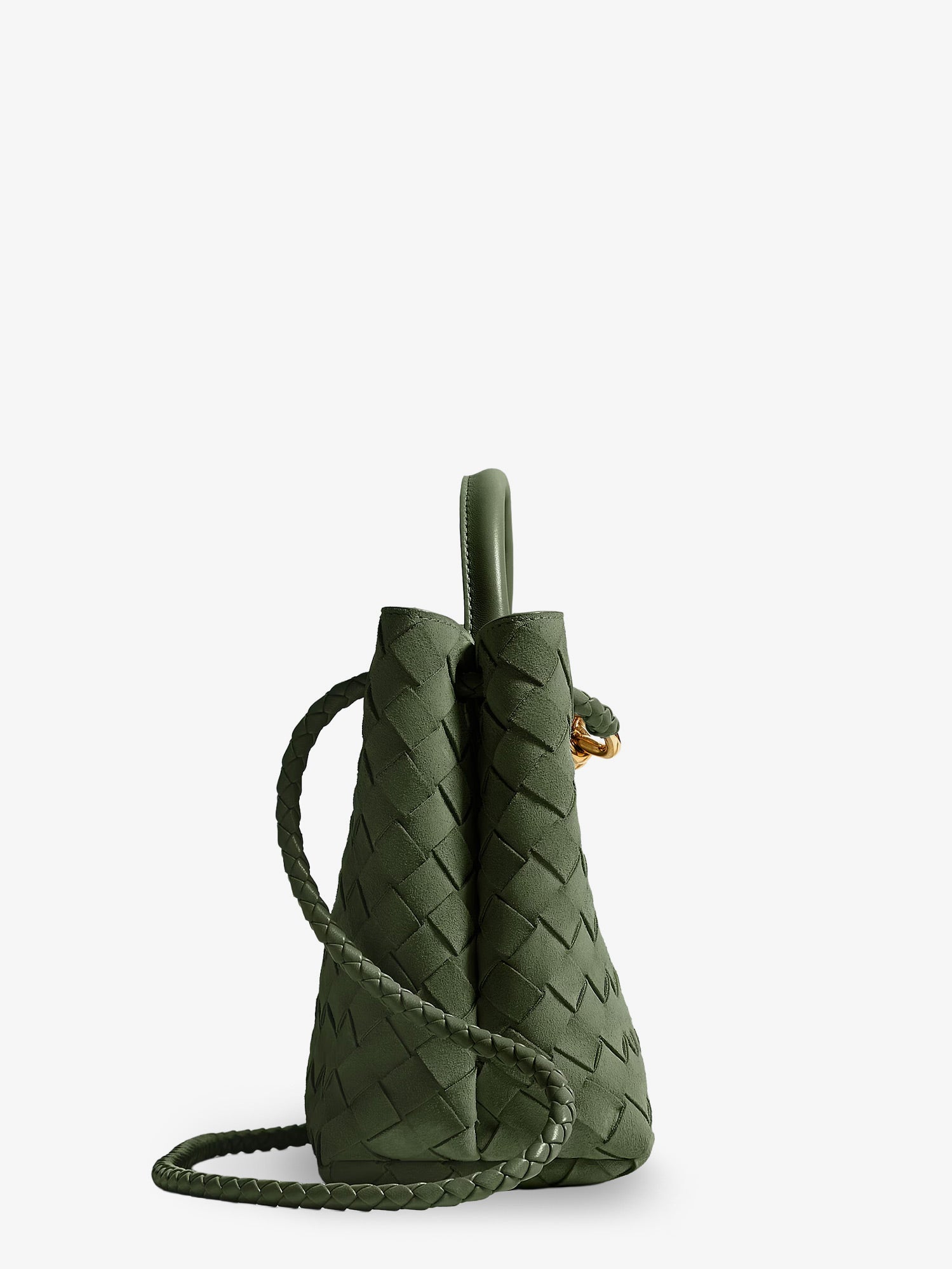 Bottega Veneta Women Small Andiamo Suede Handbag With Intrecciato Motif BOTTEGA VENETA