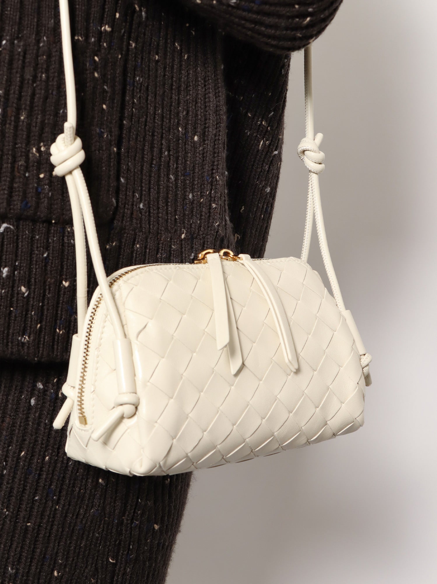 Bottega Veneta Women Concert Pouch Leather Crossbody Bag With Intrecciato Motif BOTTEGA VENETA