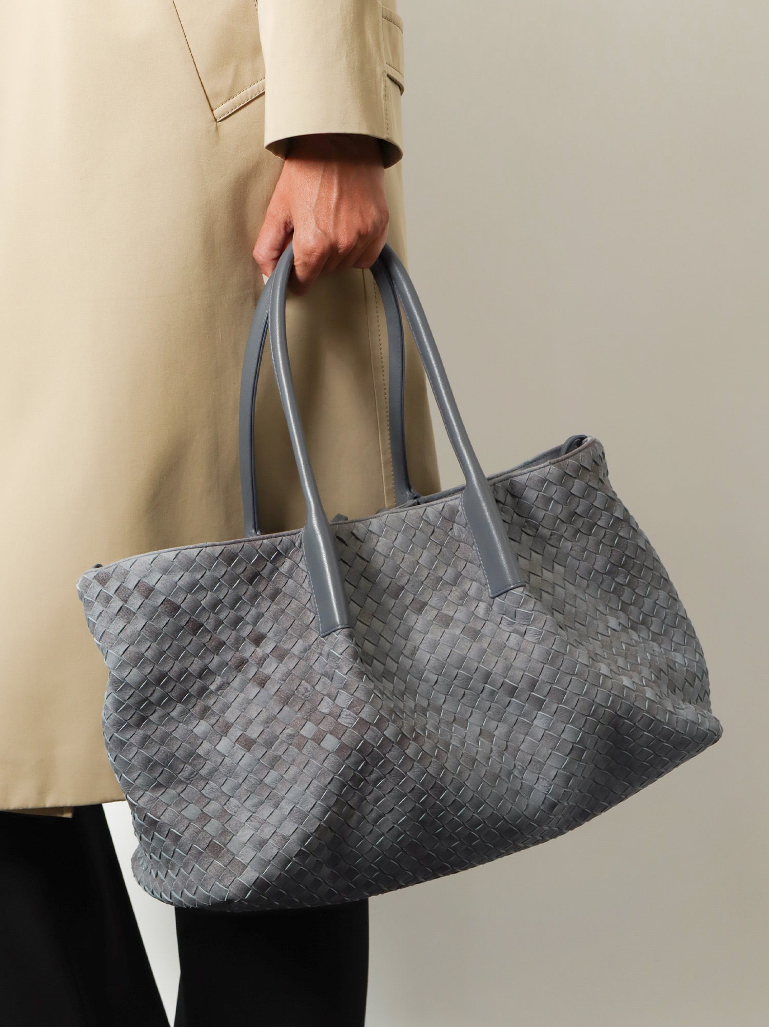 Bottega Veneta Women Pinacoteca Suede Handbag With Intrecciato Motif BOTTEGA VENETA
