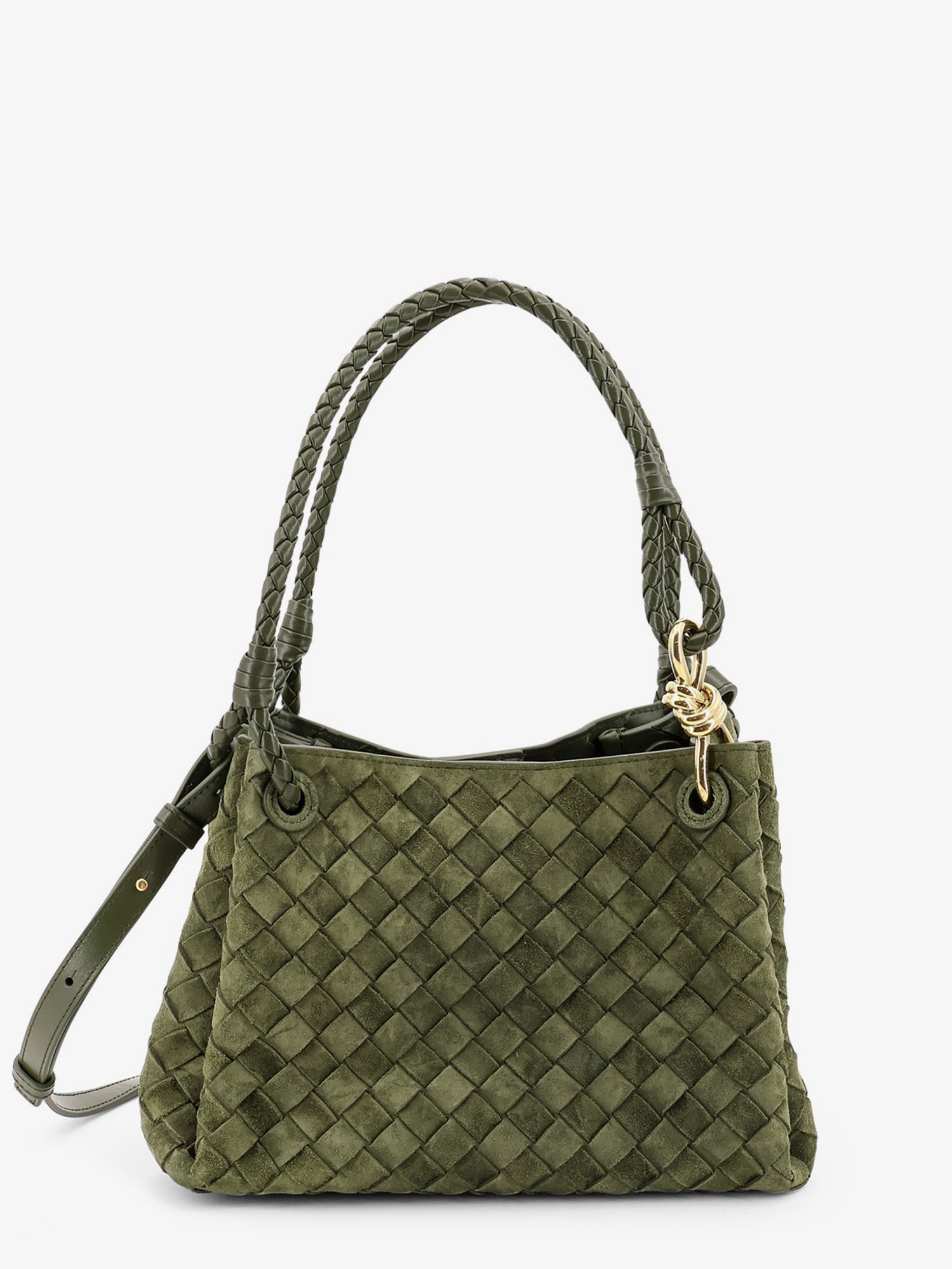 Bottega Veneta Women Parachute Suede Shoulder Bag With Intrecciato Motif BOTTEGA VENETA