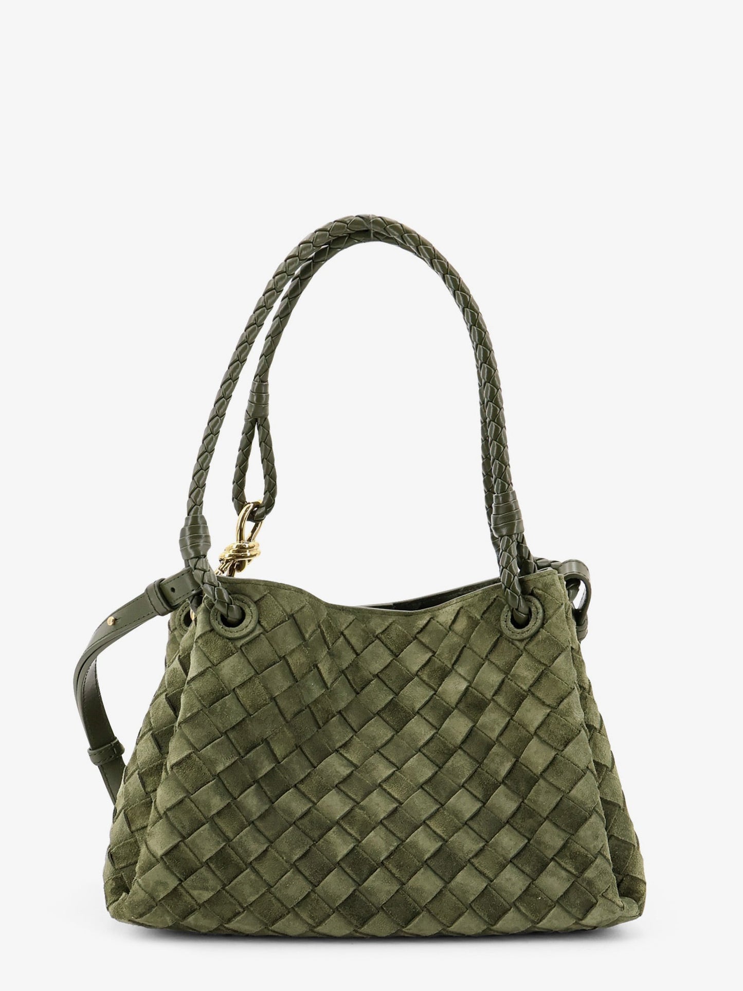 Bottega Veneta Women Parachute Suede Shoulder Bag With Intrecciato Motif BOTTEGA VENETA