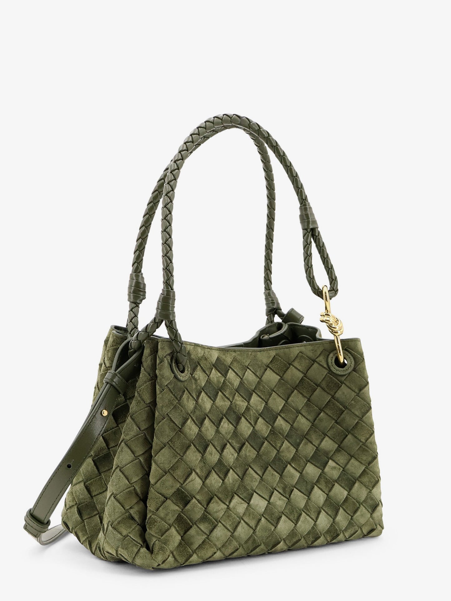 Bottega Veneta Women Parachute Suede Shoulder Bag With Intrecciato Motif BOTTEGA VENETA