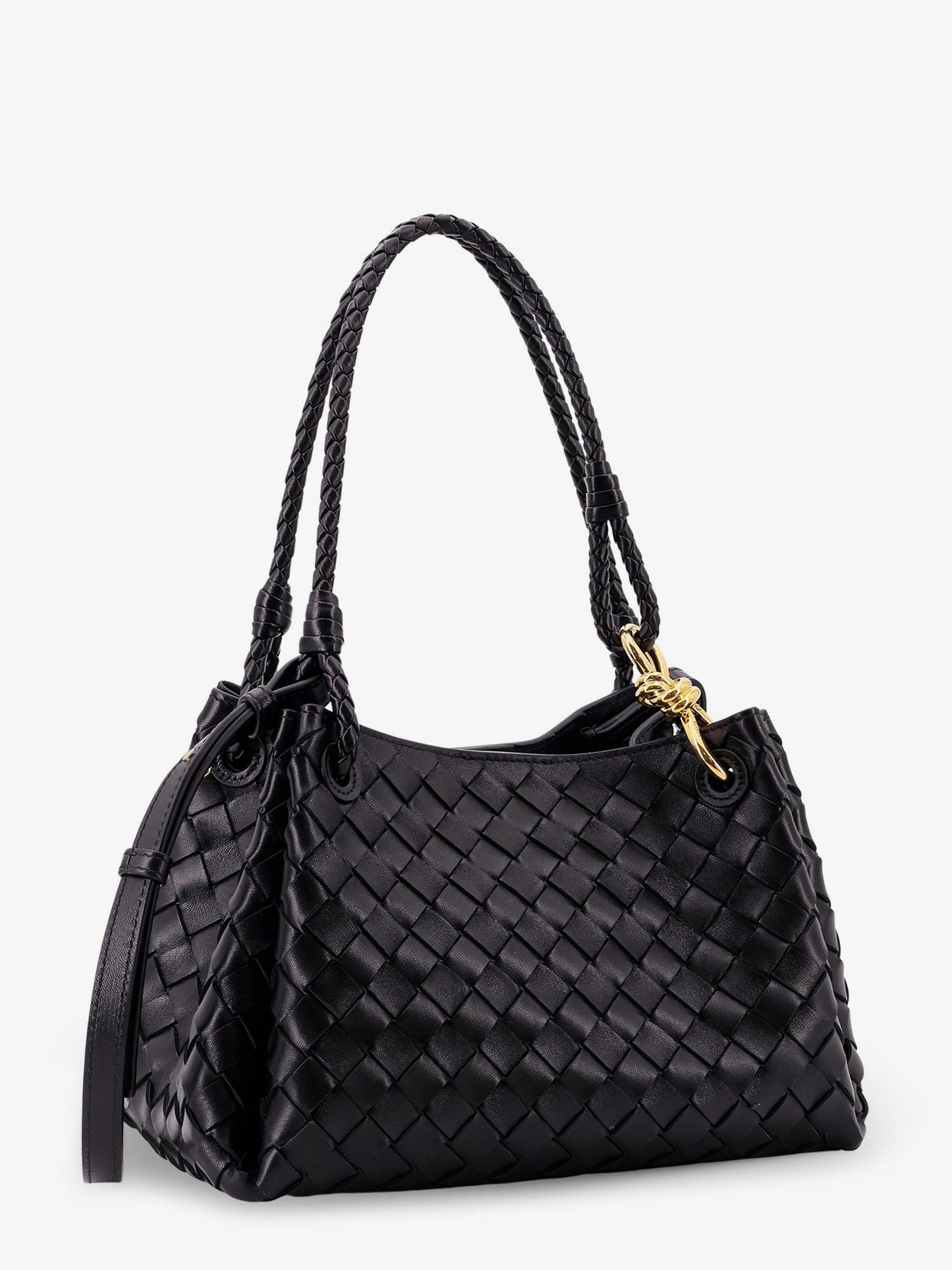 Bottega Veneta Women Parachute Leather Shoulder Bag With Intrecciato Motif And Knot Detail BOTTEGA VENETA