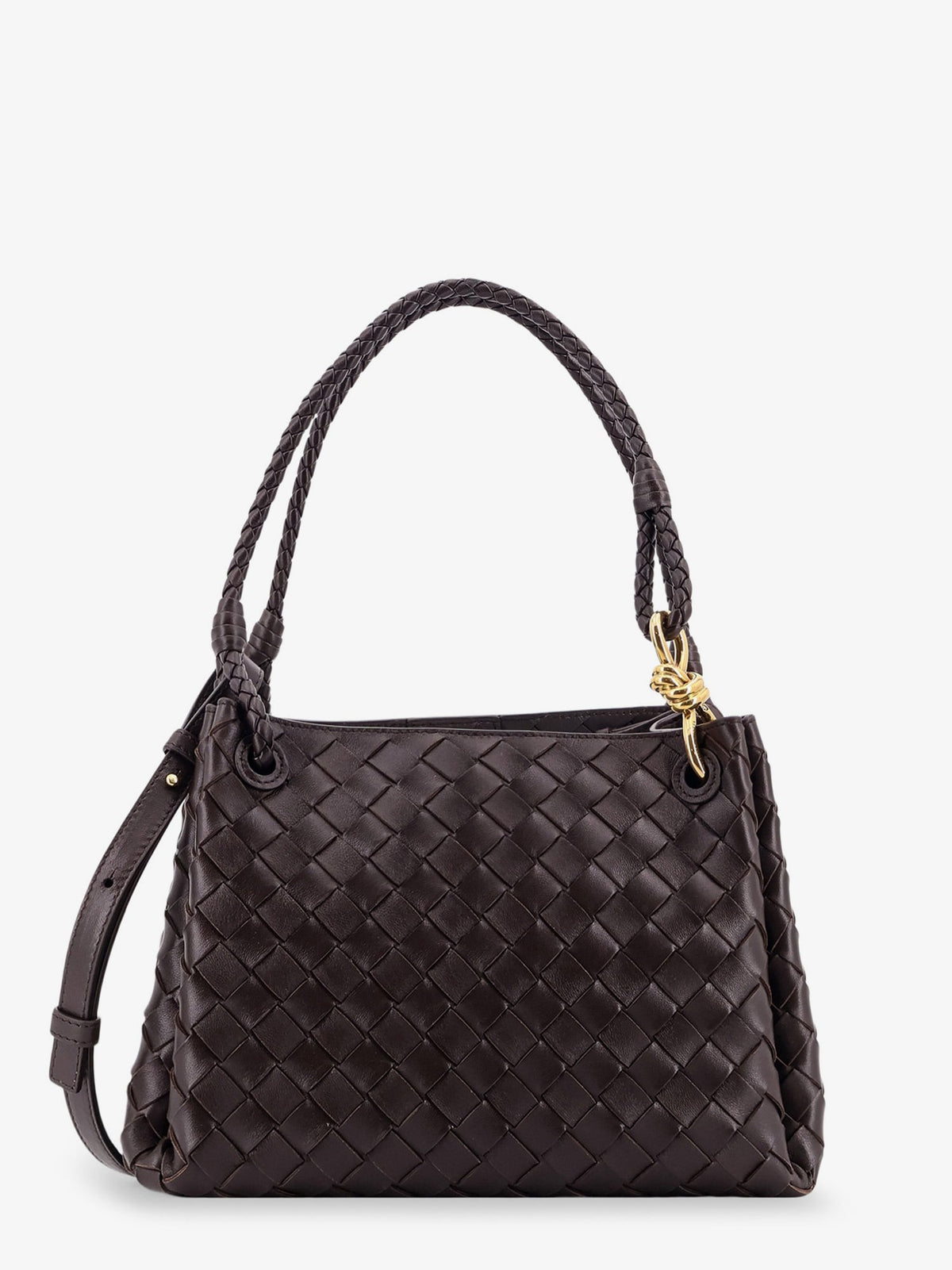 Bottega Veneta Women Parachute Leather Shoulder Bag With Intrecciato Pattern And Knot Detail BOTTEGA VENETA