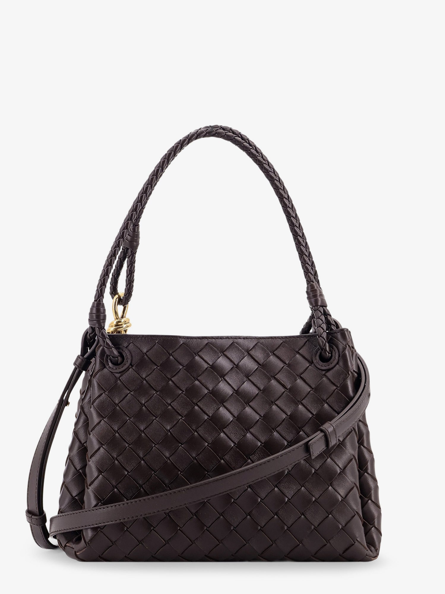 Bottega Veneta Women Parachute Leather Shoulder Bag With Intrecciato Pattern And Knot Detail BOTTEGA VENETA