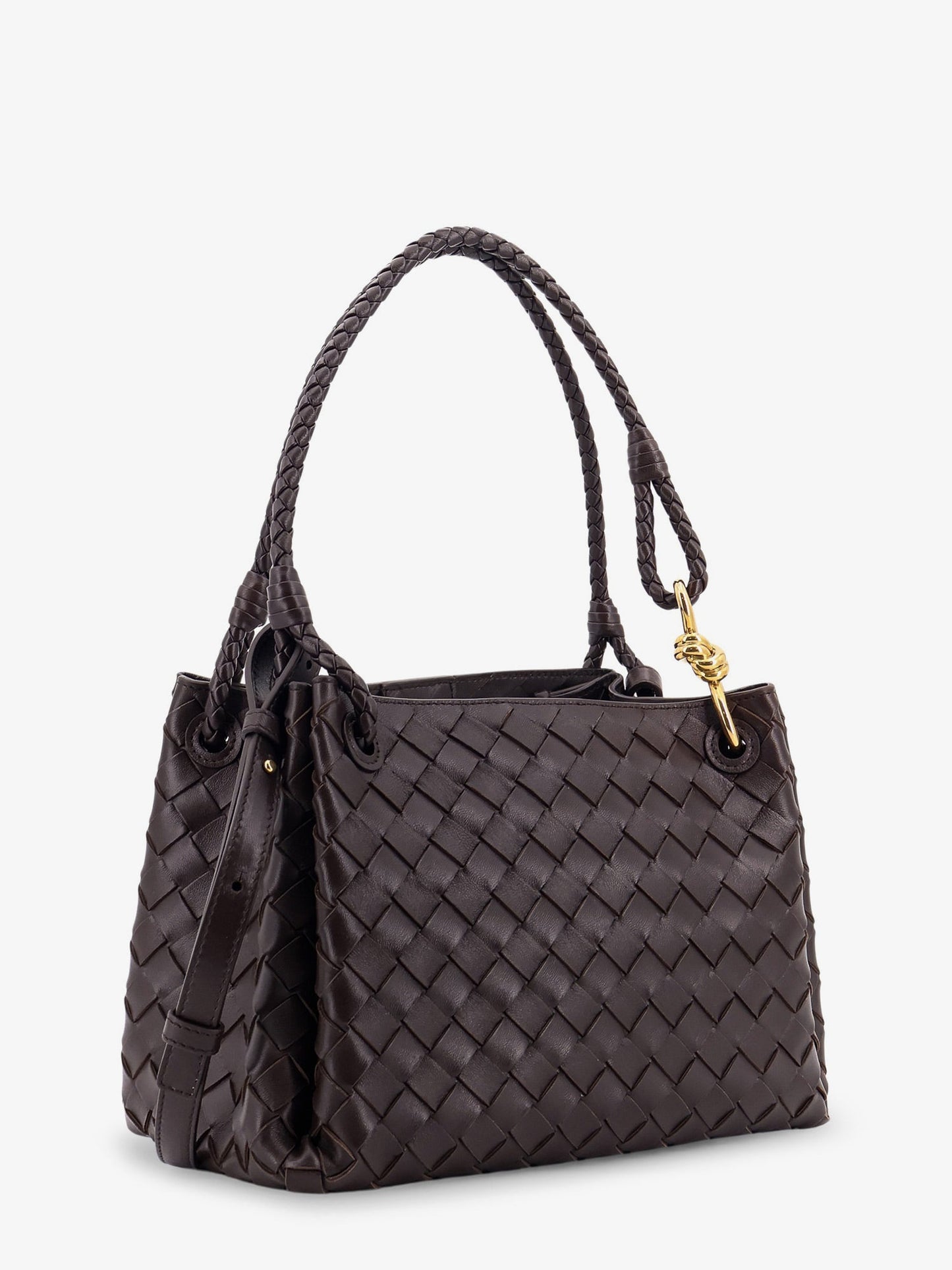 Bottega Veneta Women Parachute Leather Shoulder Bag With Intrecciato Pattern And Knot Detail BOTTEGA VENETA