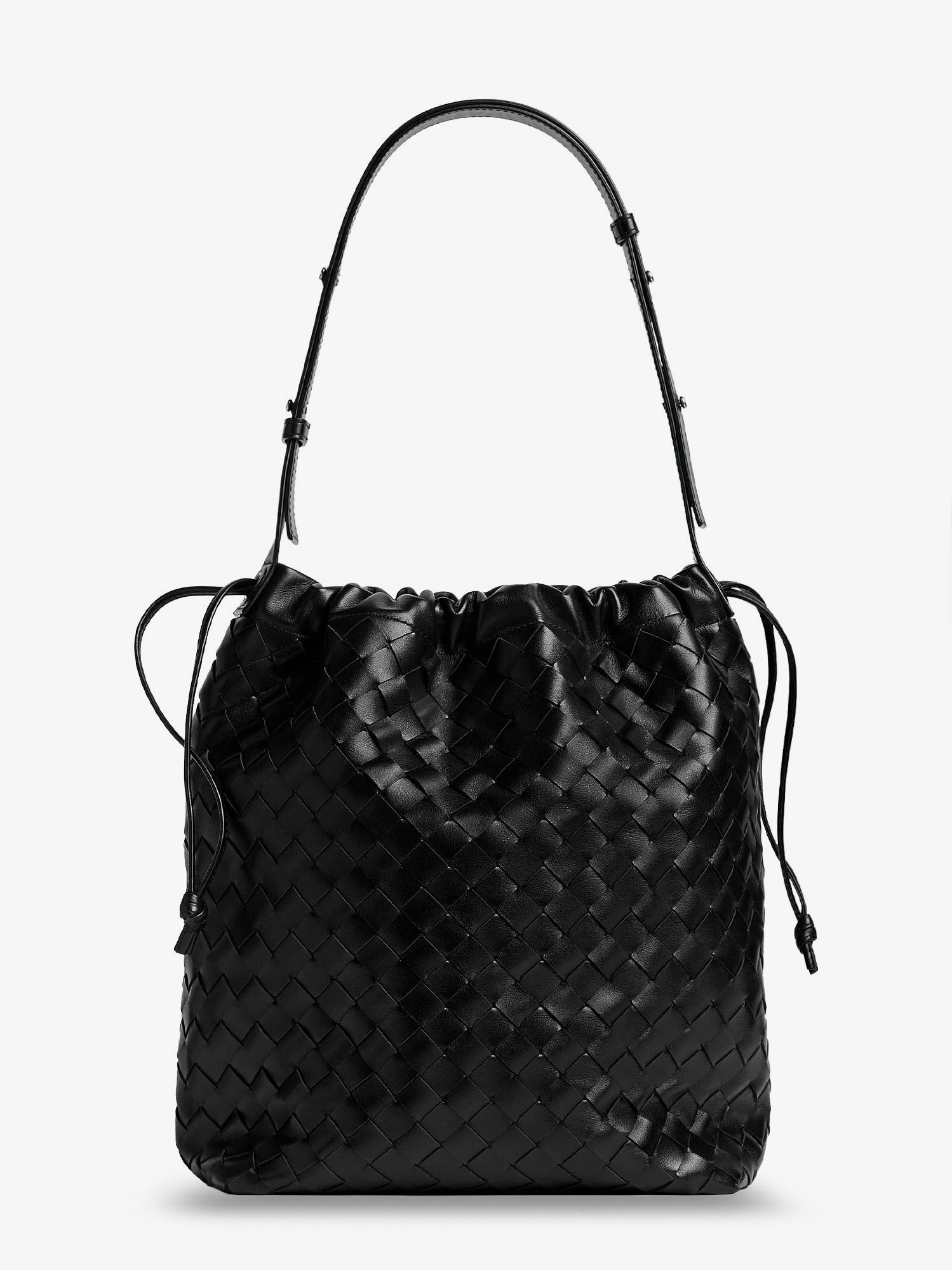 Bottega Veneta Men Bucket Intrecciato Biblioteca Leather Shoulder Bag BOTTEGA VENETA