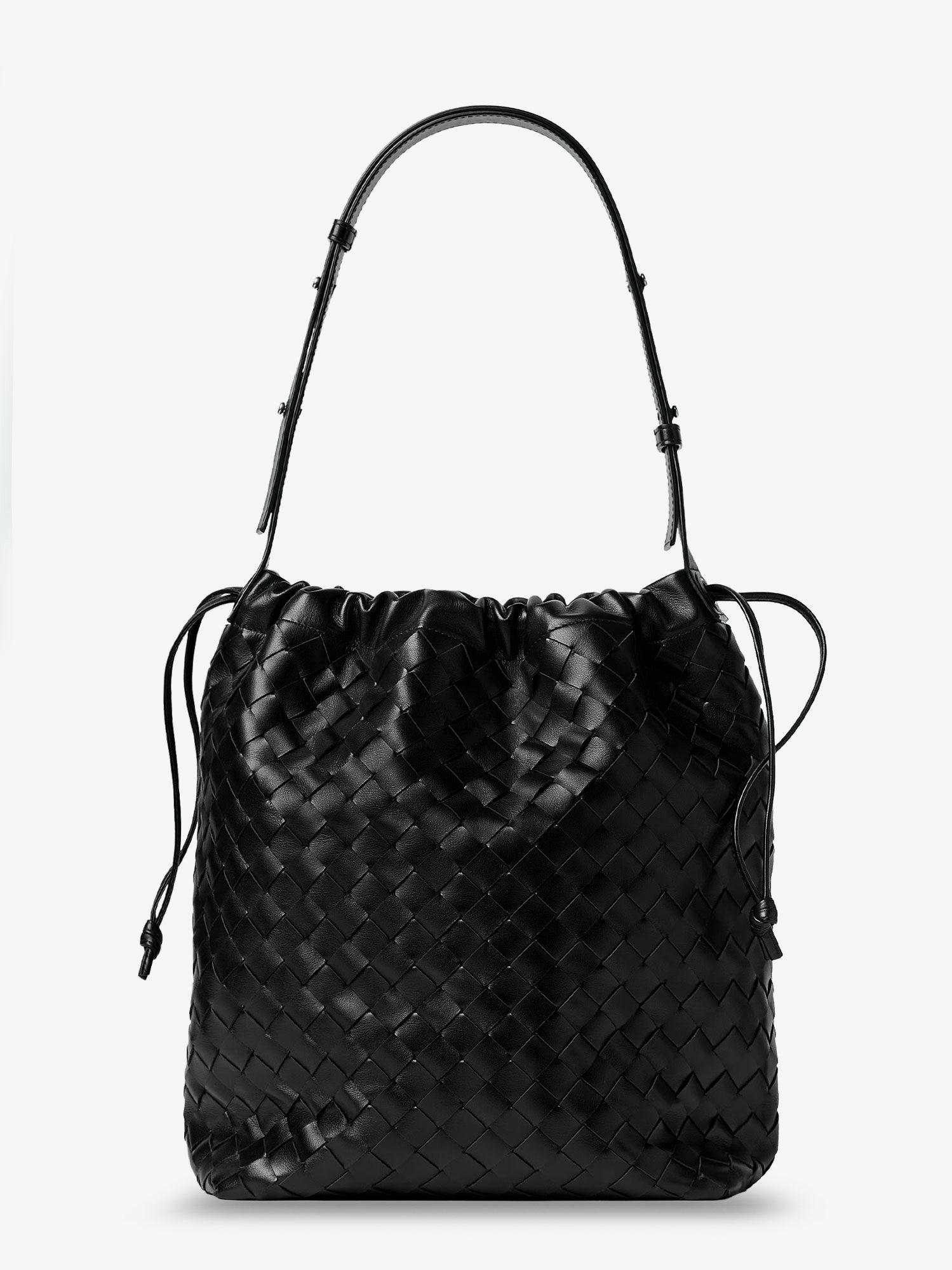 Bottega Veneta Men Bucket Intrecciato Biblioteca Leather Shoulder Bag BOTTEGA VENETA