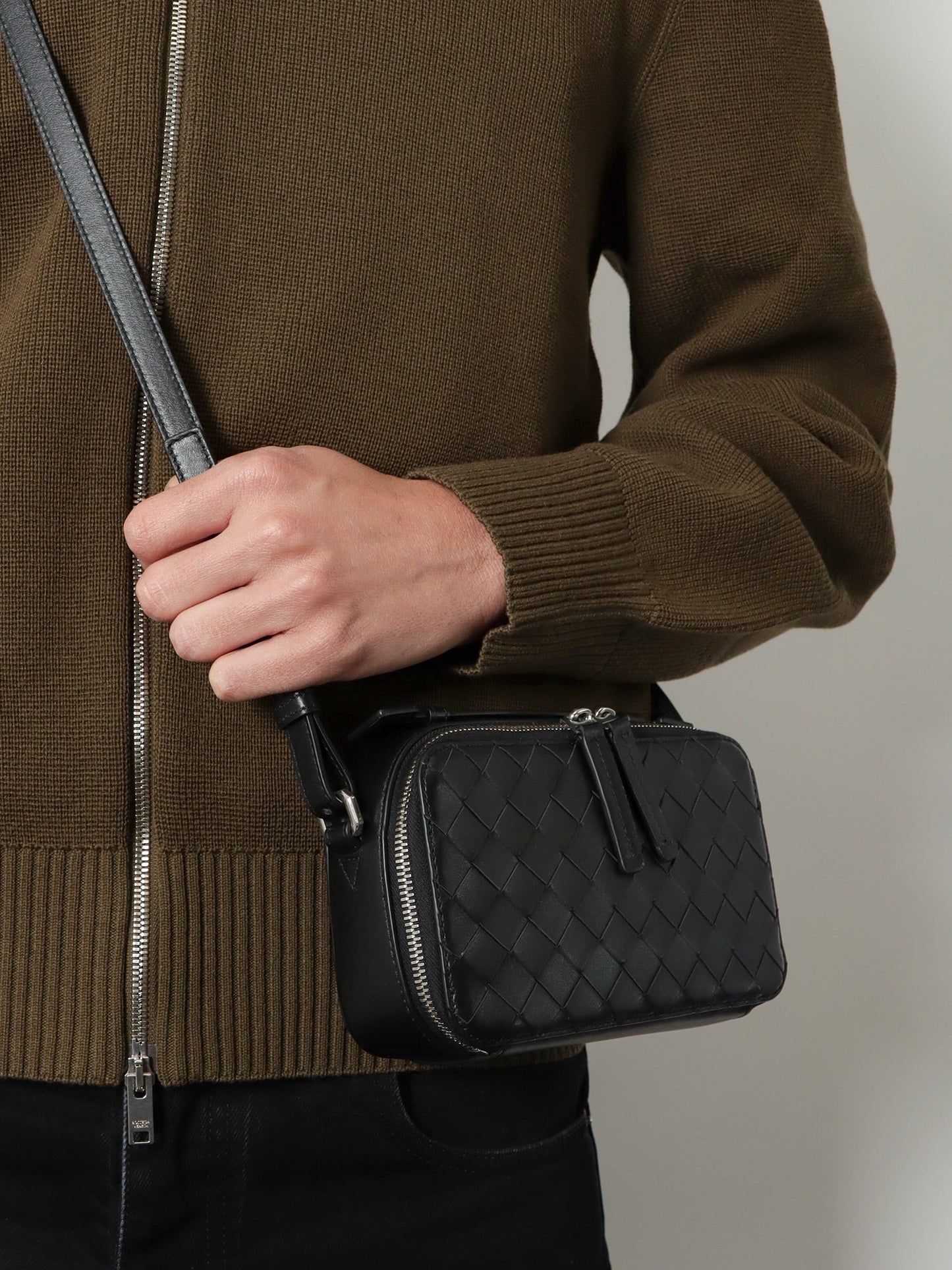 Bottega Veneta Men Leather Clutch Bag With Intrecciato Motif BOTTEGA VENETA