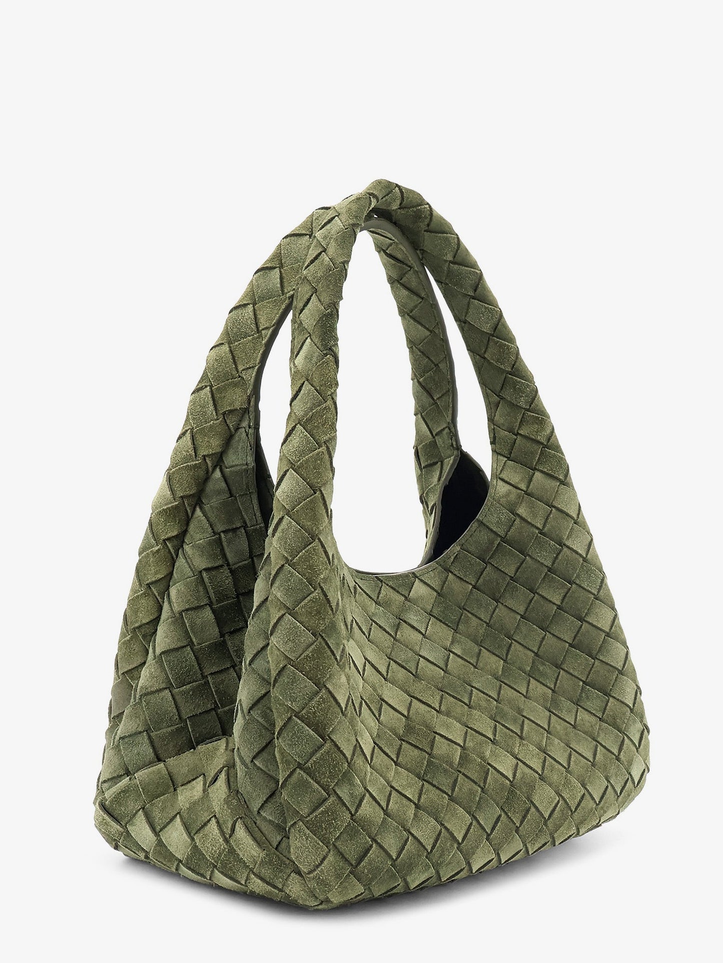 Bottega Veneta Women Campana Intrecciato Suede Shoulder Bag