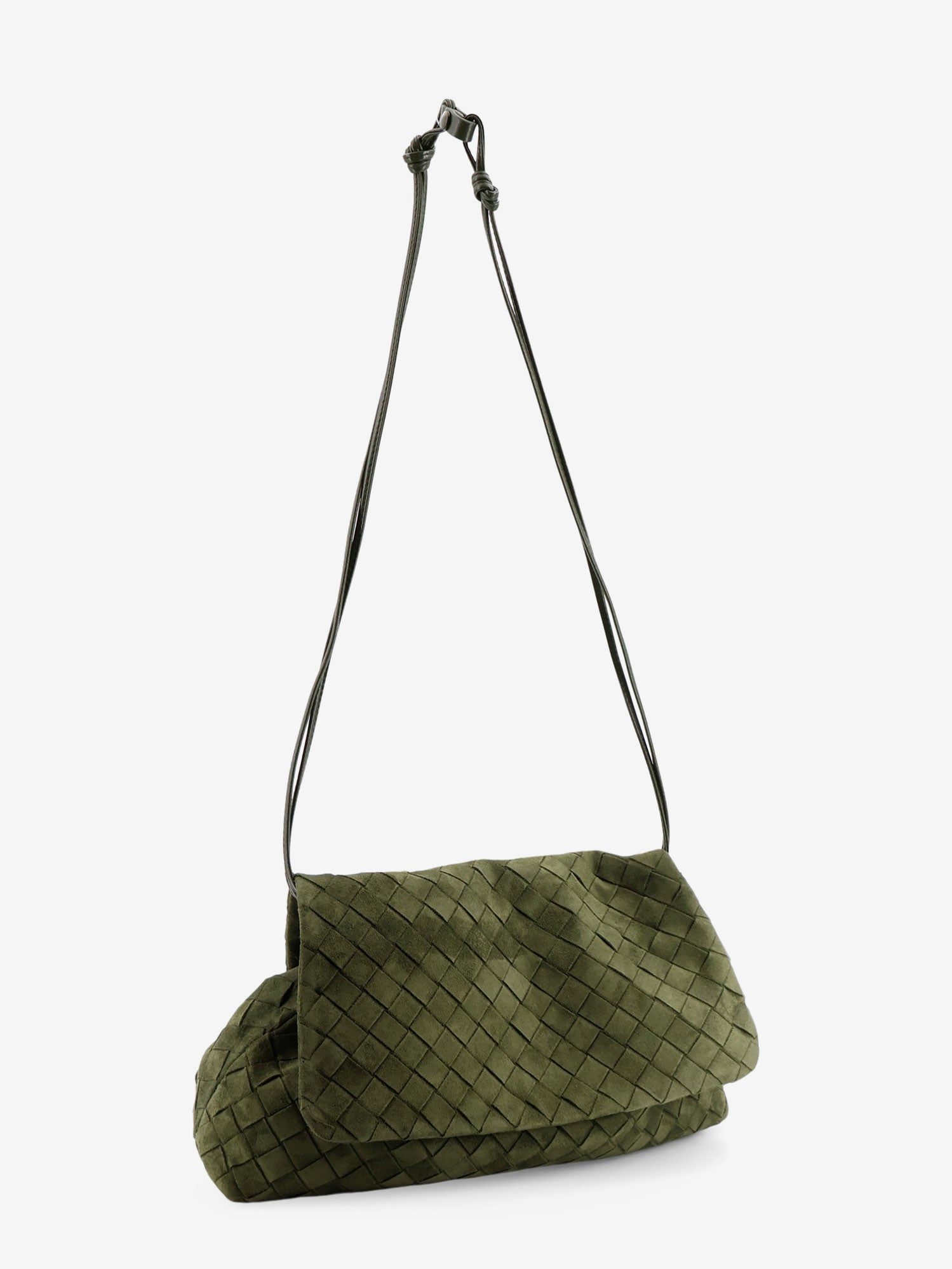 Bottega Veneta Women Suede Giorno Shoulder Bag With Intrecciato Pattern BOTTEGA VENETA
