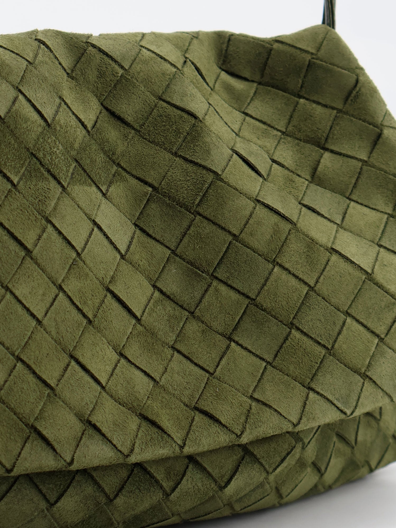 Bottega Veneta Women Suede Giorno Shoulder Bag With Intrecciato Pattern BOTTEGA VENETA