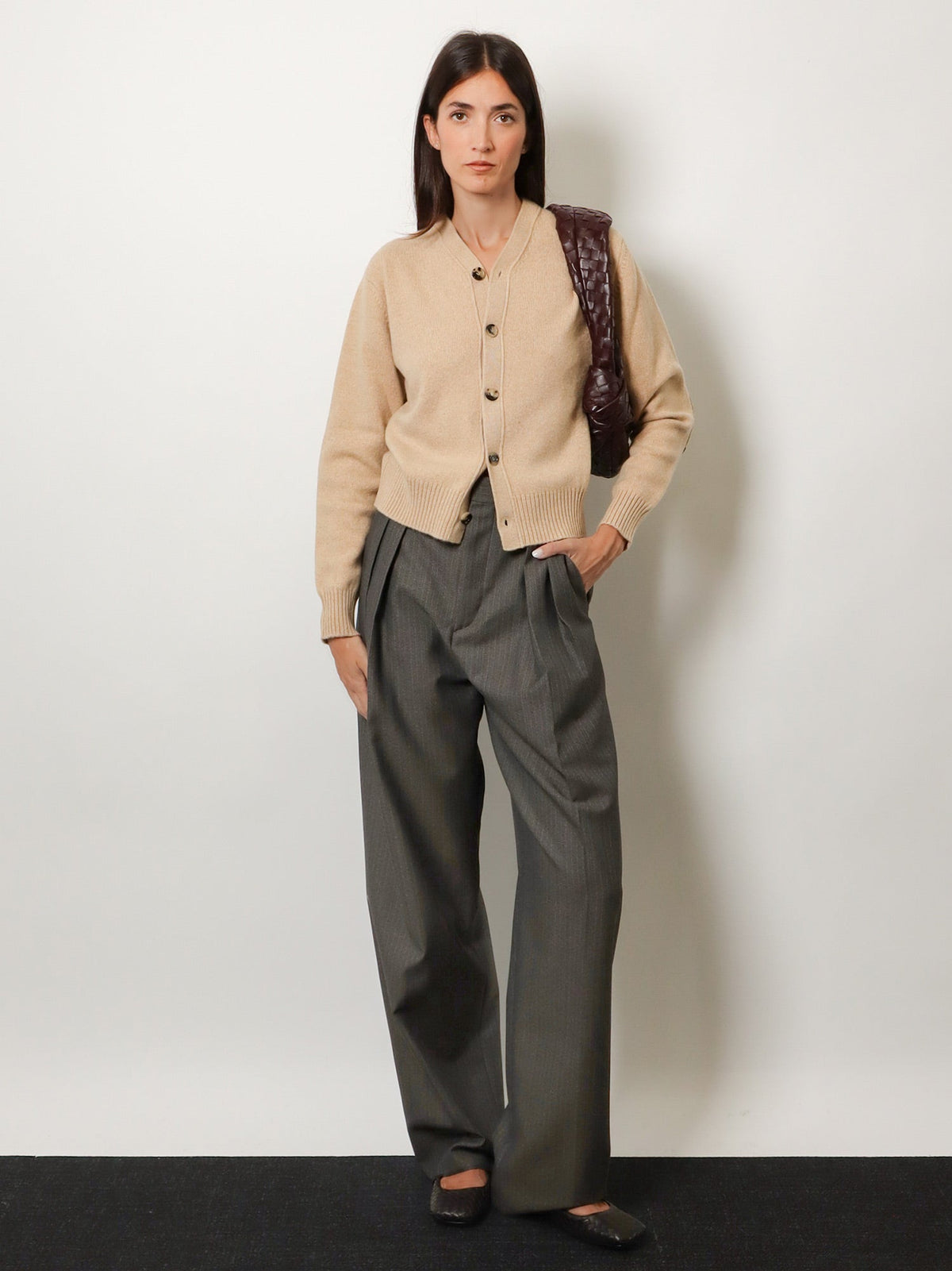 Bottega Veneta Women Cashmere Blend Cardigan With Intrecciato Logo Patch BOTTEGA VENETA