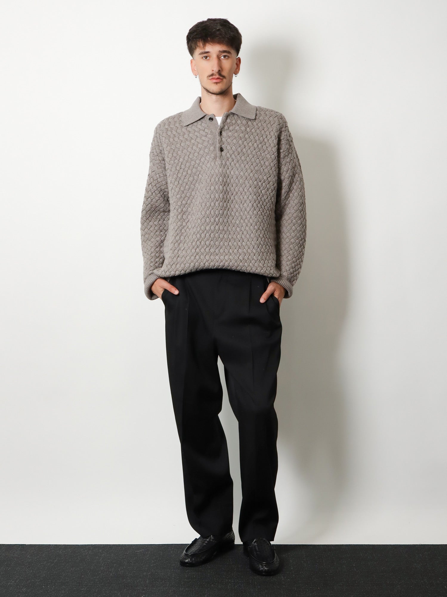 Bottega Veneta Men Wool Sweater With Intrecciato Motif BOTTEGA VENETA