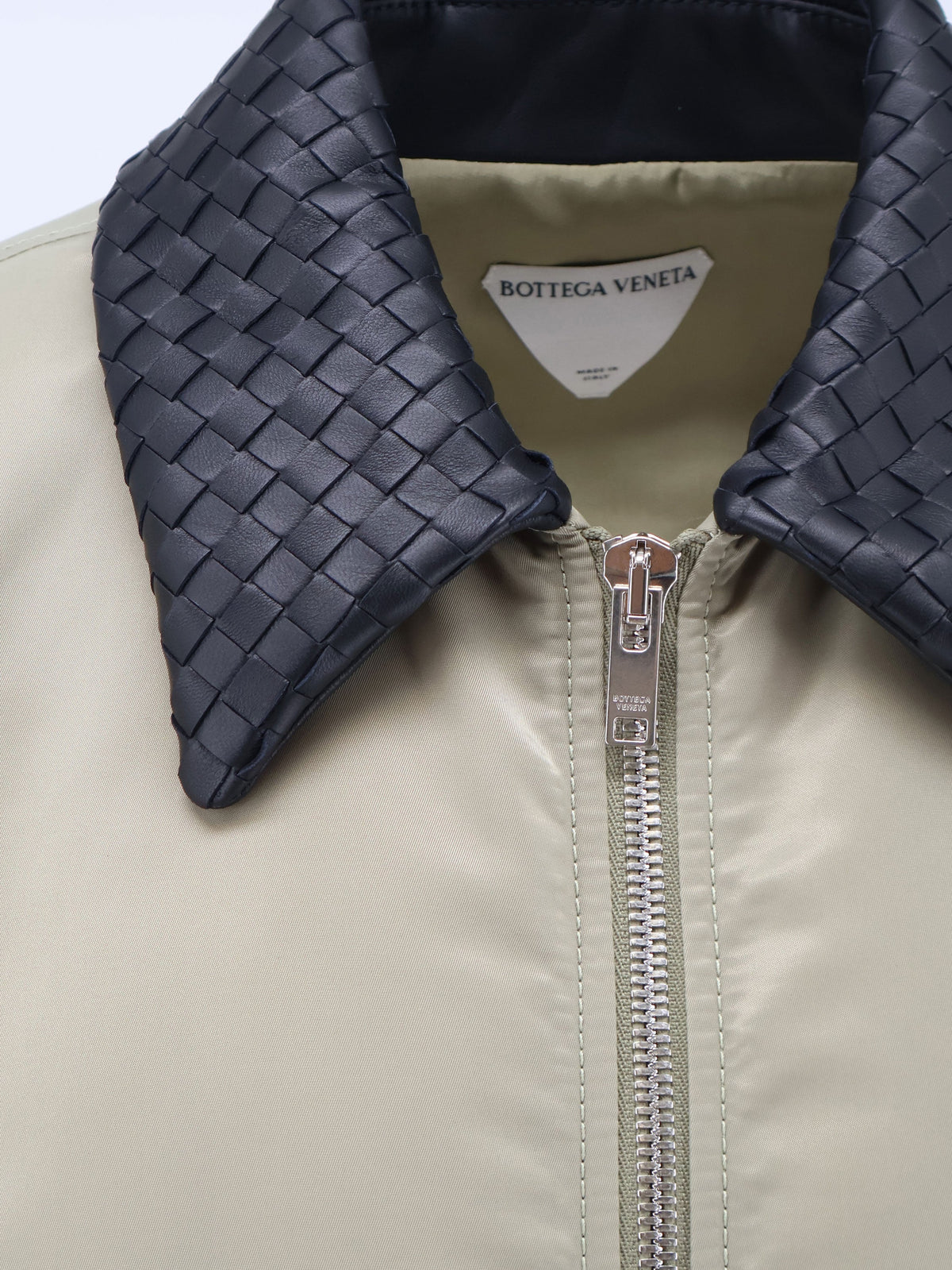 Bottega Veneta Women Nylon Blouson With Intrecciato Leather Collar BOTTEGA VENETA