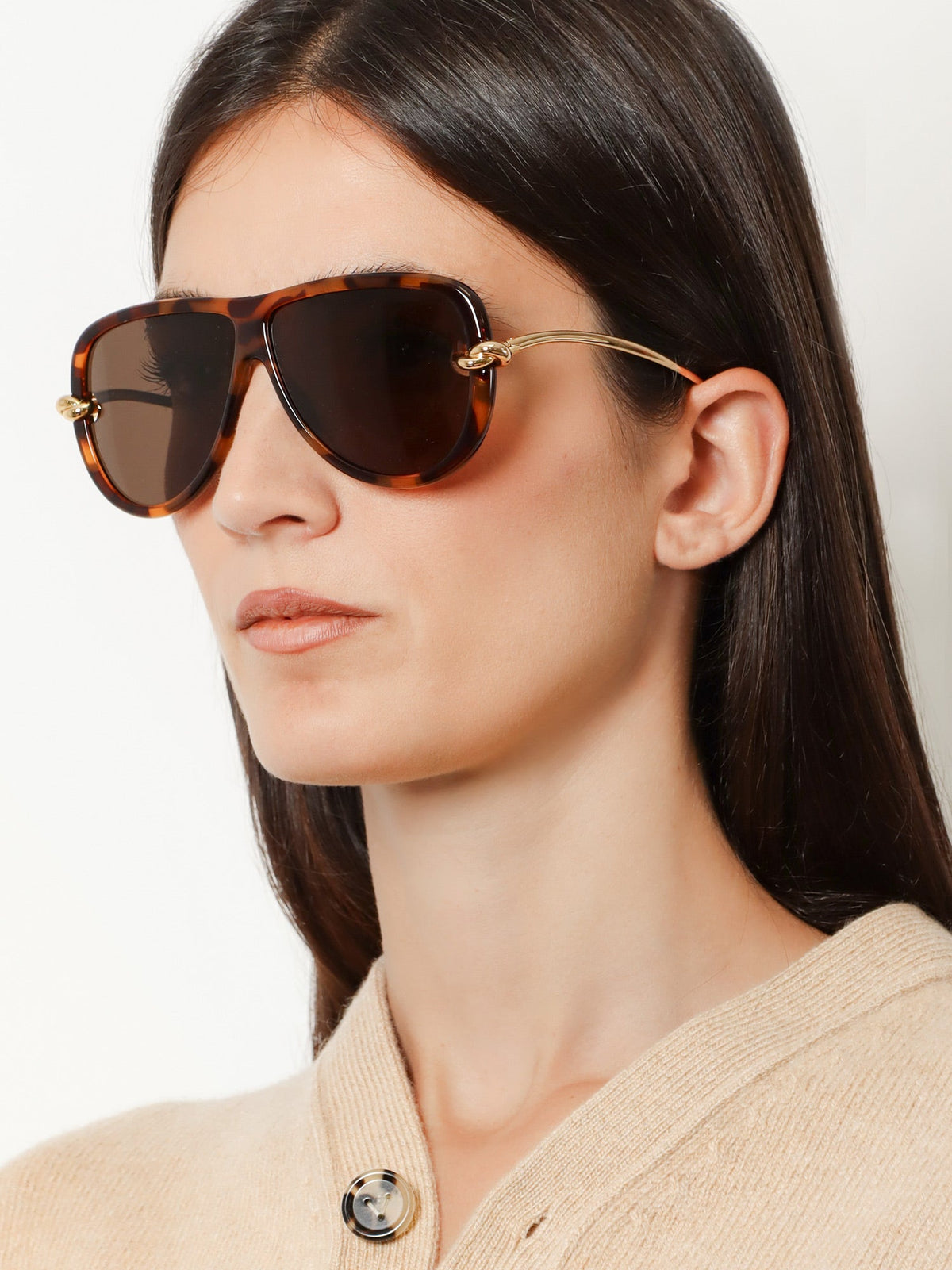 Bottega Veneta Women Knot Aviator Acetate Sunglasses BOTTEGA VENETA