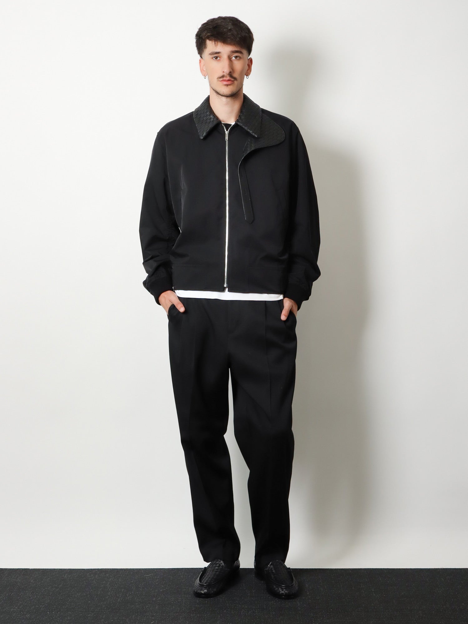 Bottega Veneta Men Nylon And Cotton Jacket With Intrecciato Details BOTTEGA VENETA
