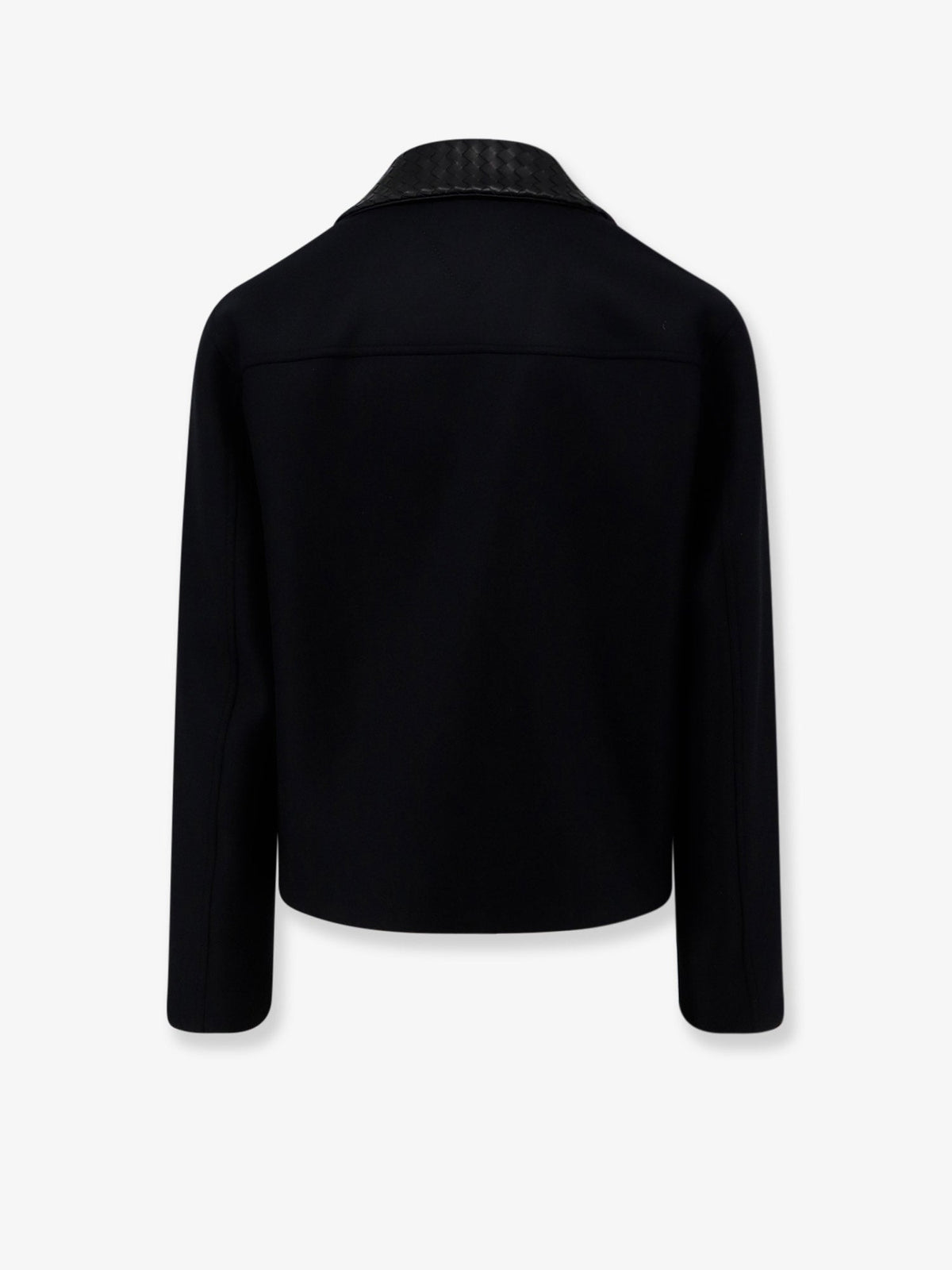 Bottega Veneta Men Wool Jacket With Leather Collar With Intrecciato Motif BOTTEGA VENETA