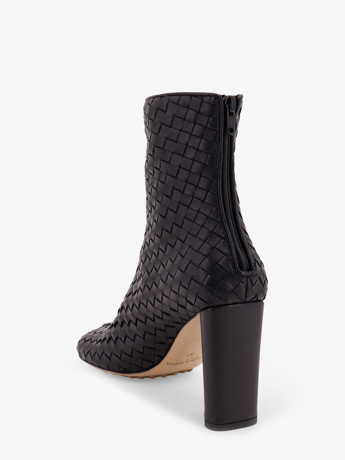 Bottega Veneta Women Cherry Leather Ankle Boots With Woven Pattern BOTTEGA VENETA