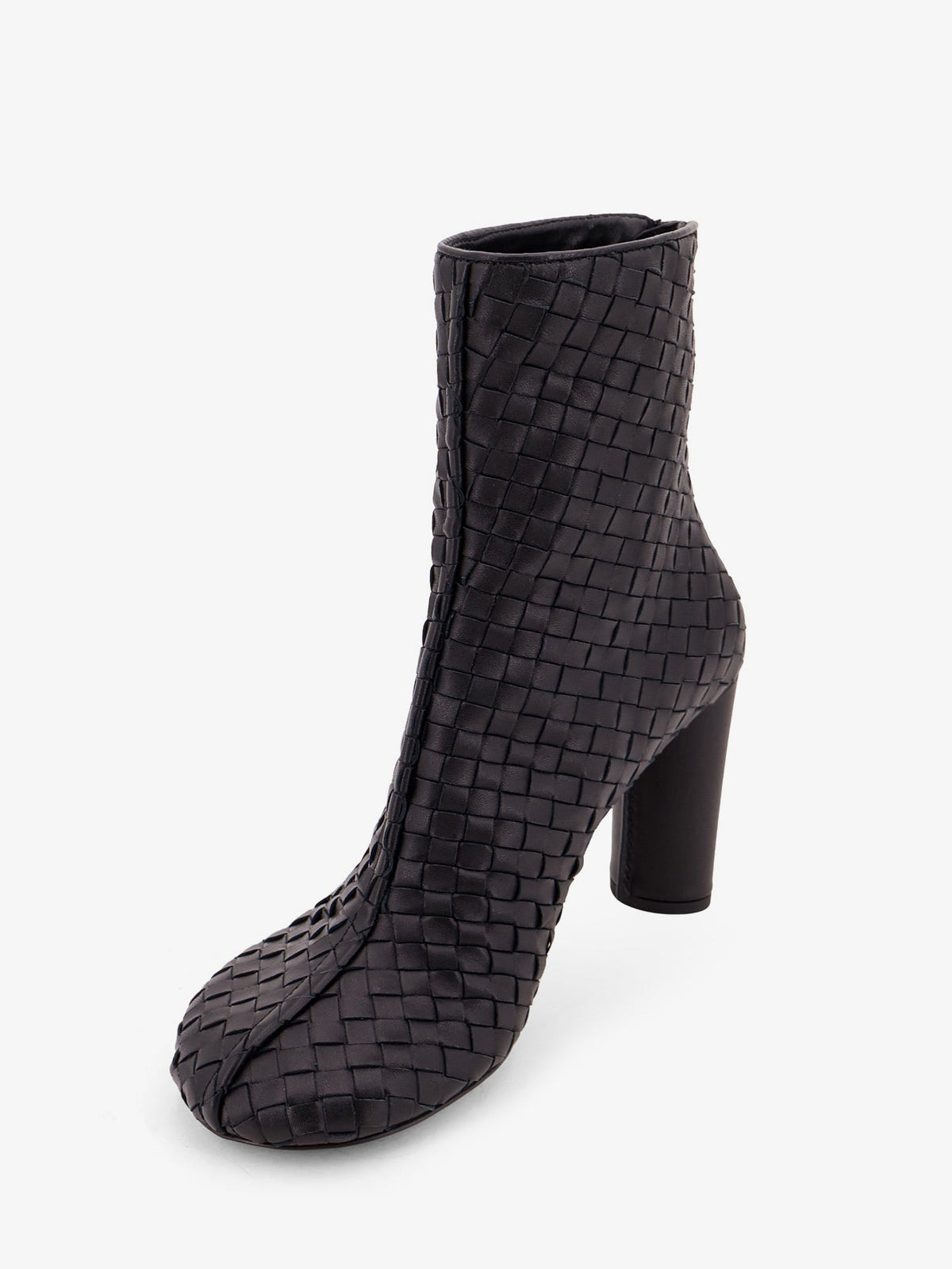 Bottega Veneta Women Cherry Leather Ankle Boots With Woven Pattern BOTTEGA VENETA