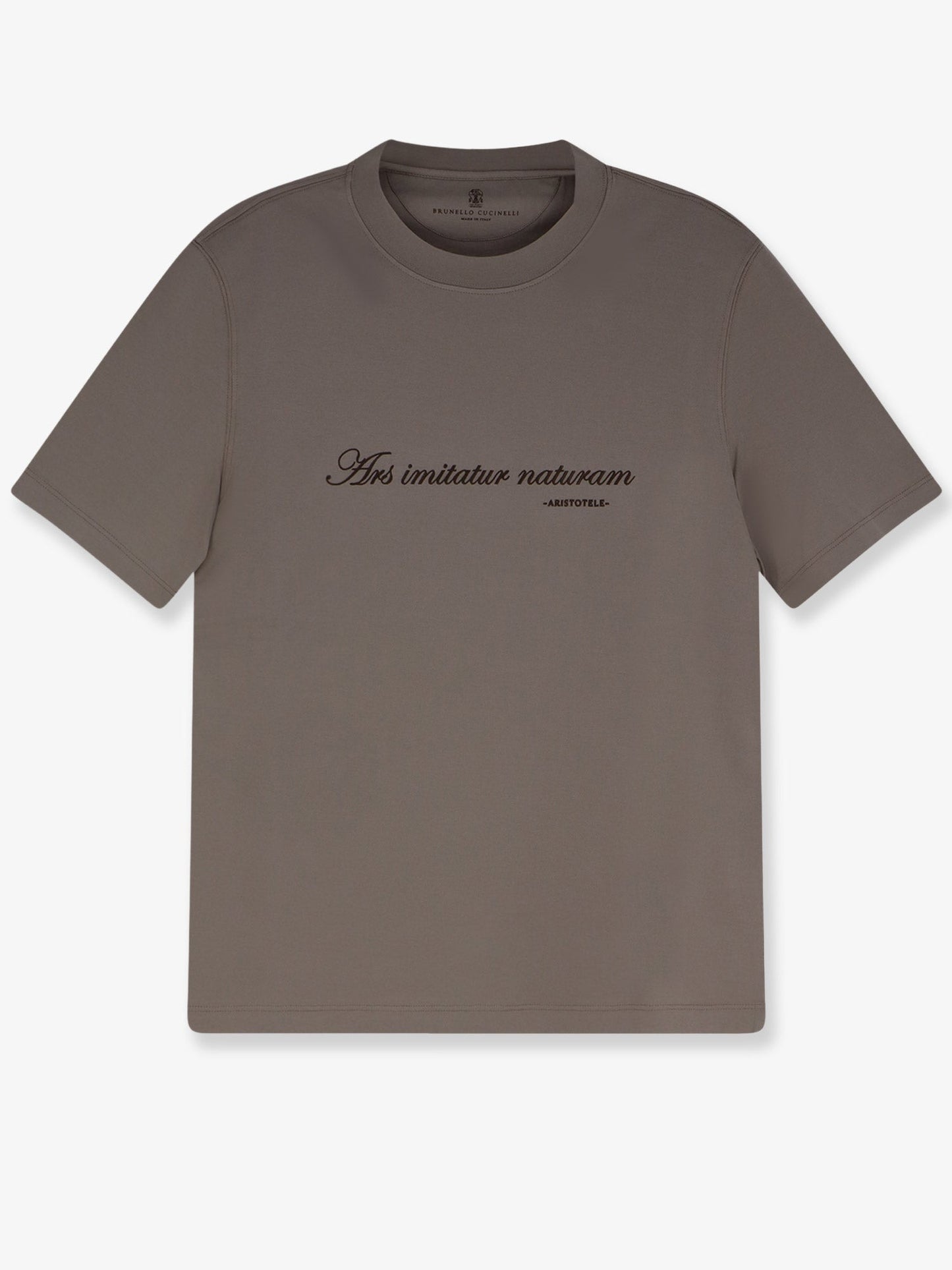 Brunello Cucinelli Men Cotton T-Shirt With Front Embroidery BRUNELLO CUCINELLI