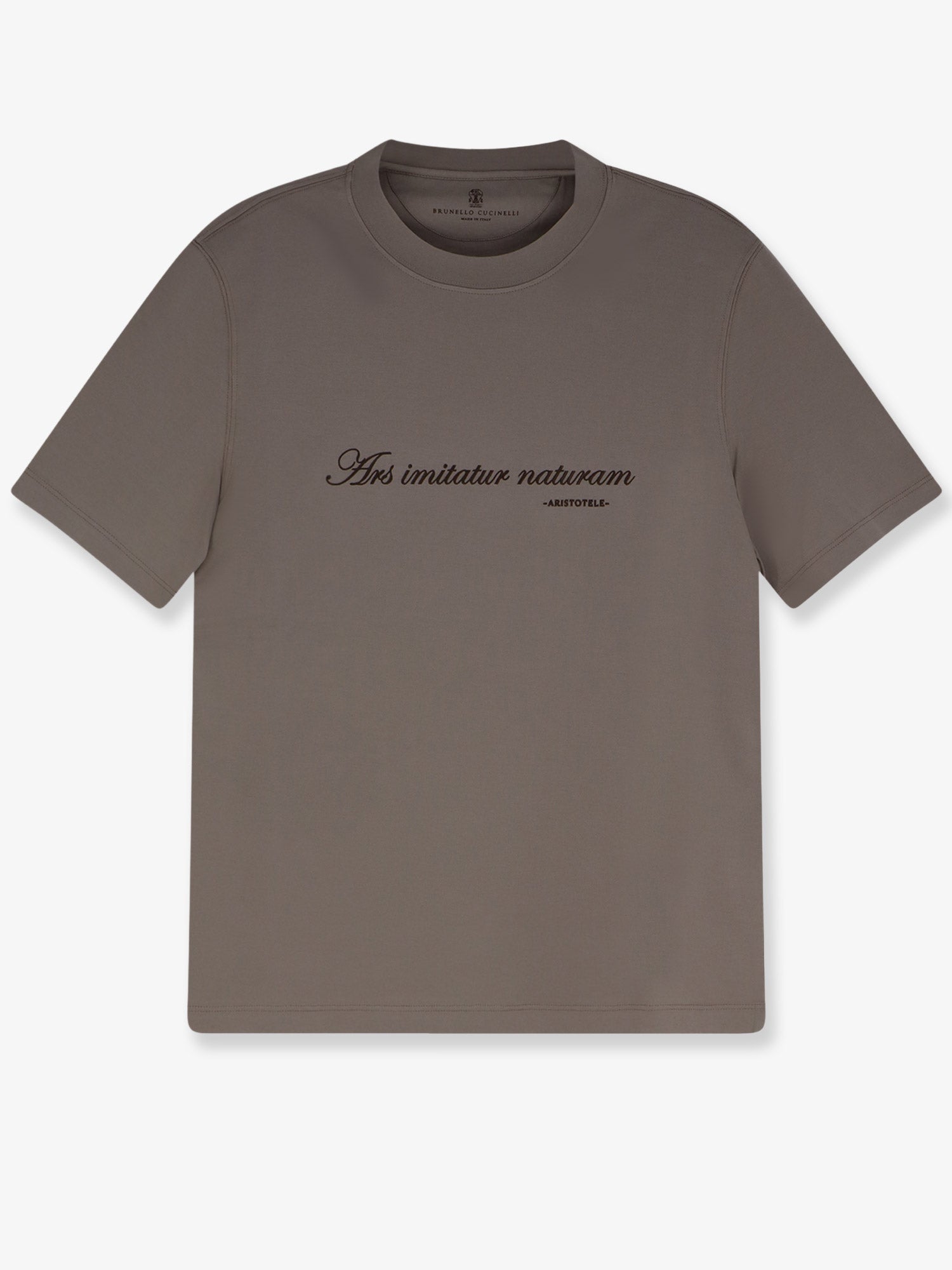 Brunello Cucinelli Men Cotton T-Shirt With Front Embroidery BRUNELLO CUCINELLI