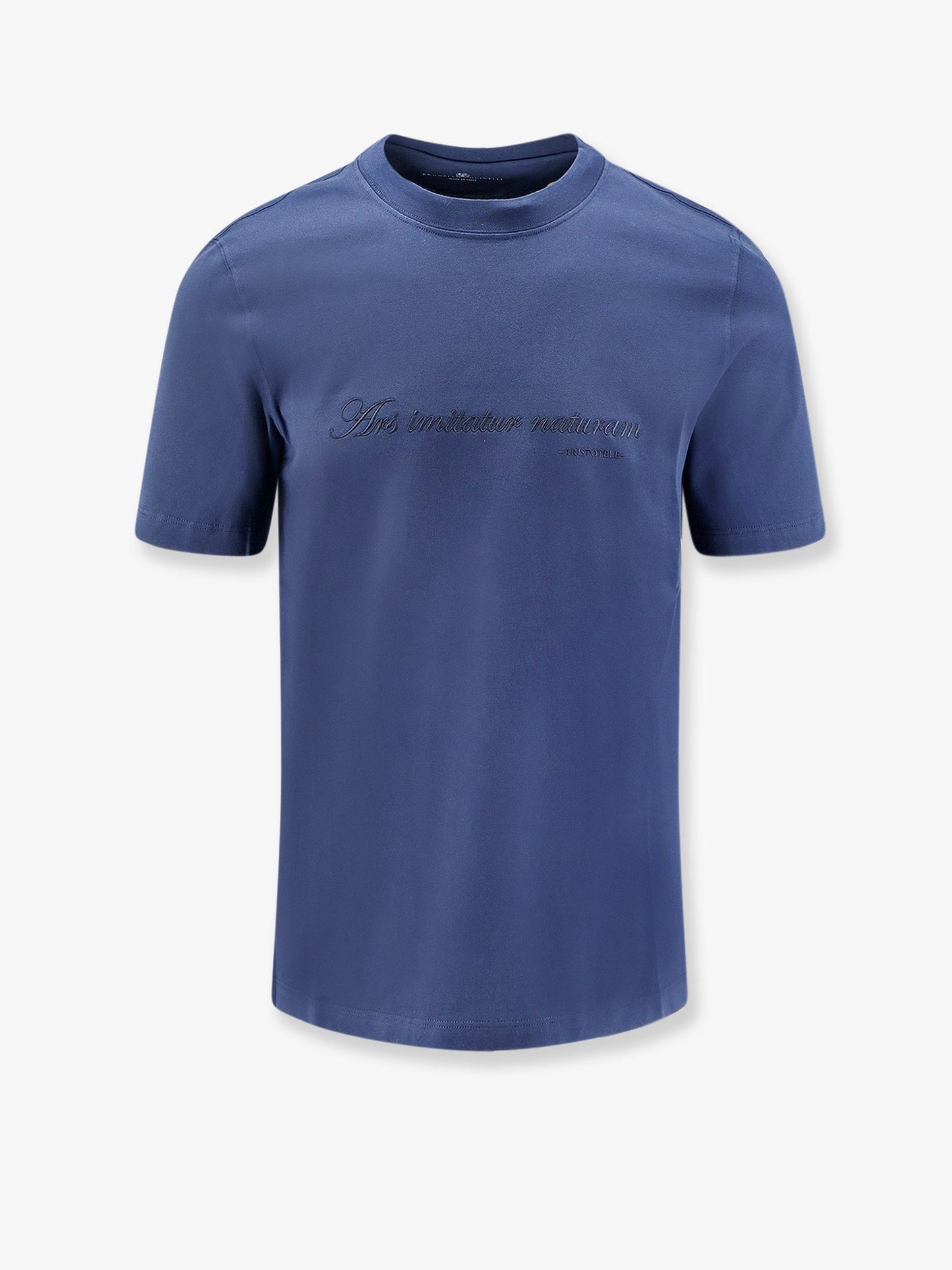 Brunello Cucinelli Men Cotton T-Shirt With Front Embroidery BRUNELLO CUCINELLI