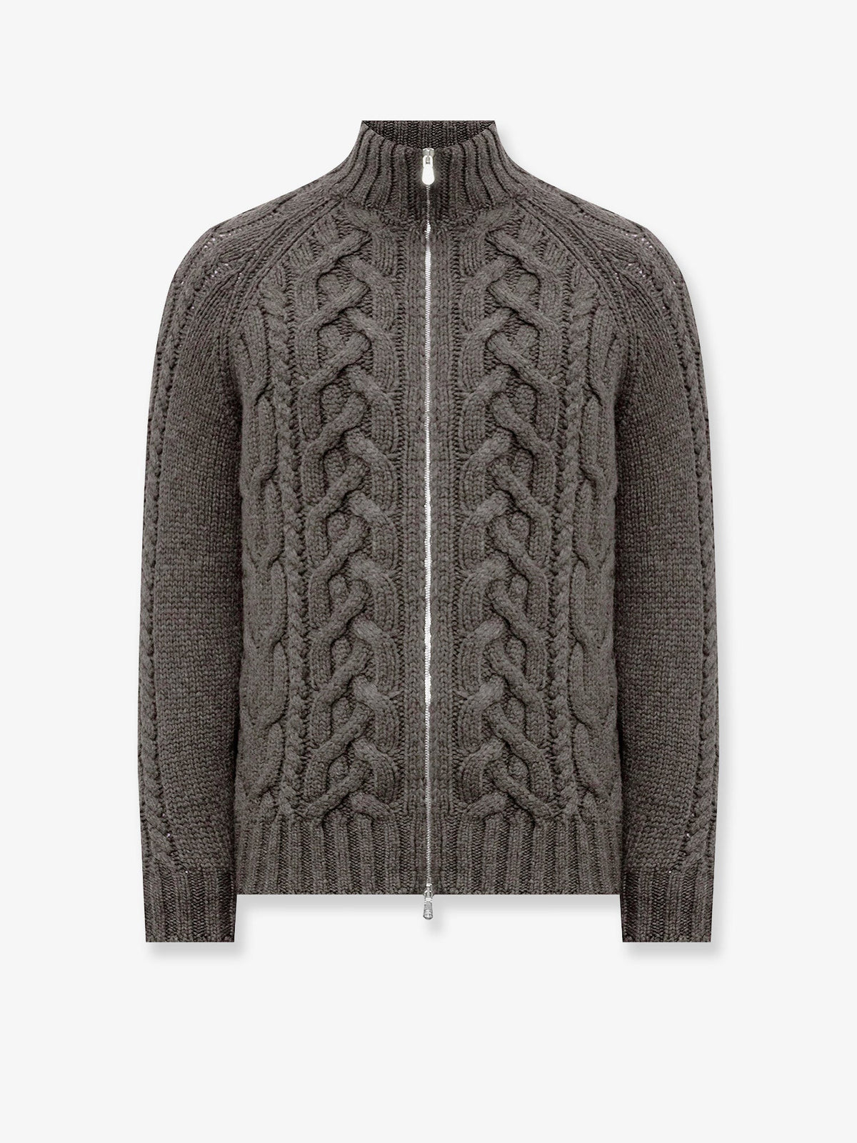 Brunello Cucinelli Men Cable Knit Cardigan With Zip In Cashmere BRUNELLO CUCINELLI