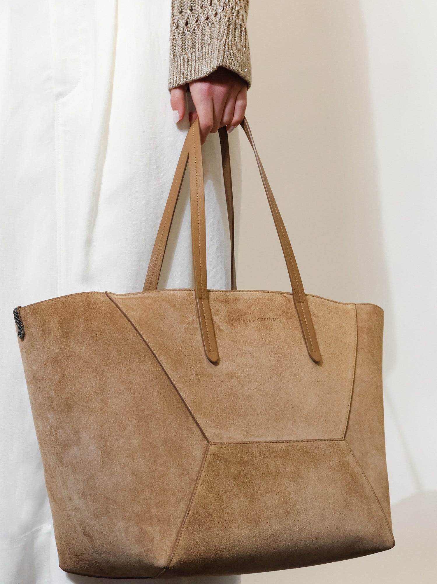 Brunello Cucinelli Women Bc Duo Suede Shoulder Bag With Engraved Logo BRUNELLO CUCINELLI