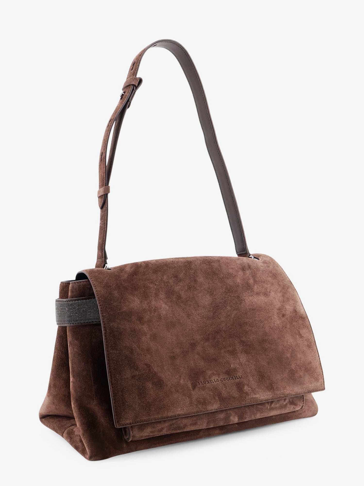 Brunello Cucinelli Women Suede Crossbody Bag With Monili Details BRUNELLO CUCINELLI