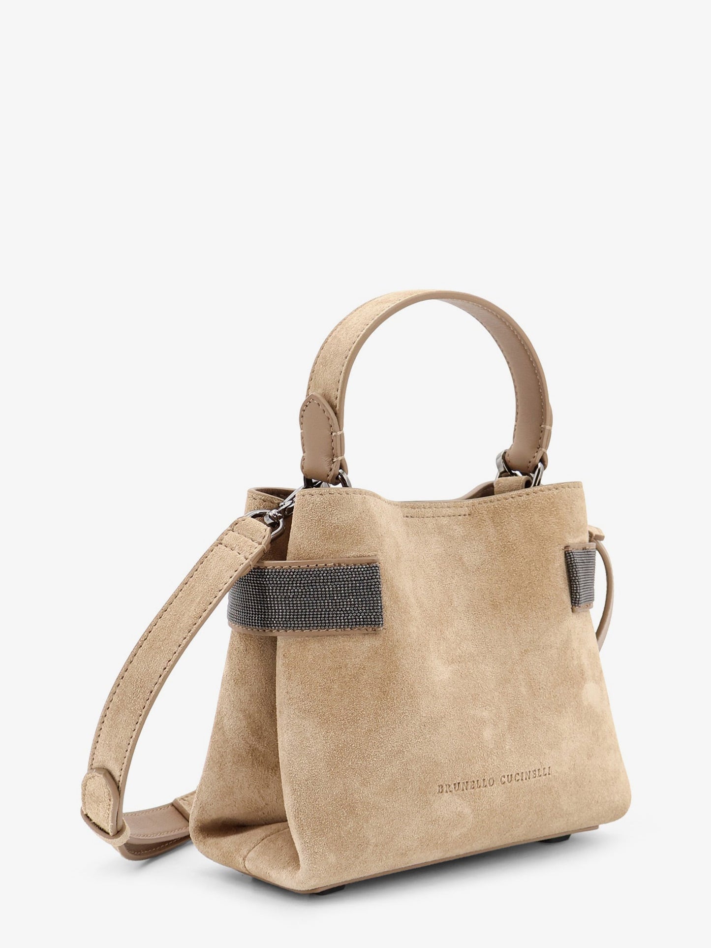 Brunello Cucinelli Women Suede Shoulder Bag With Monili Detail BRUNELLO CUCINELLI