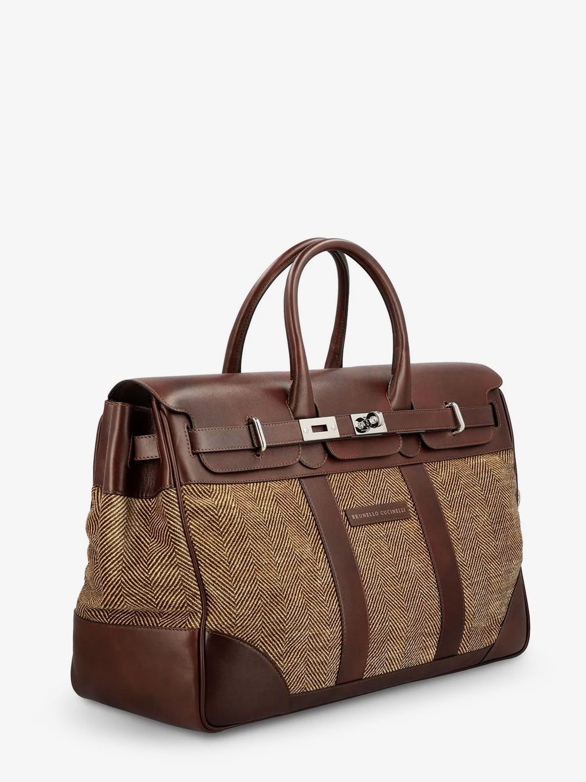 Brunello Cucinelli Men Country Leather Bag With Chevron Pattern BRUNELLO CUCINELLI