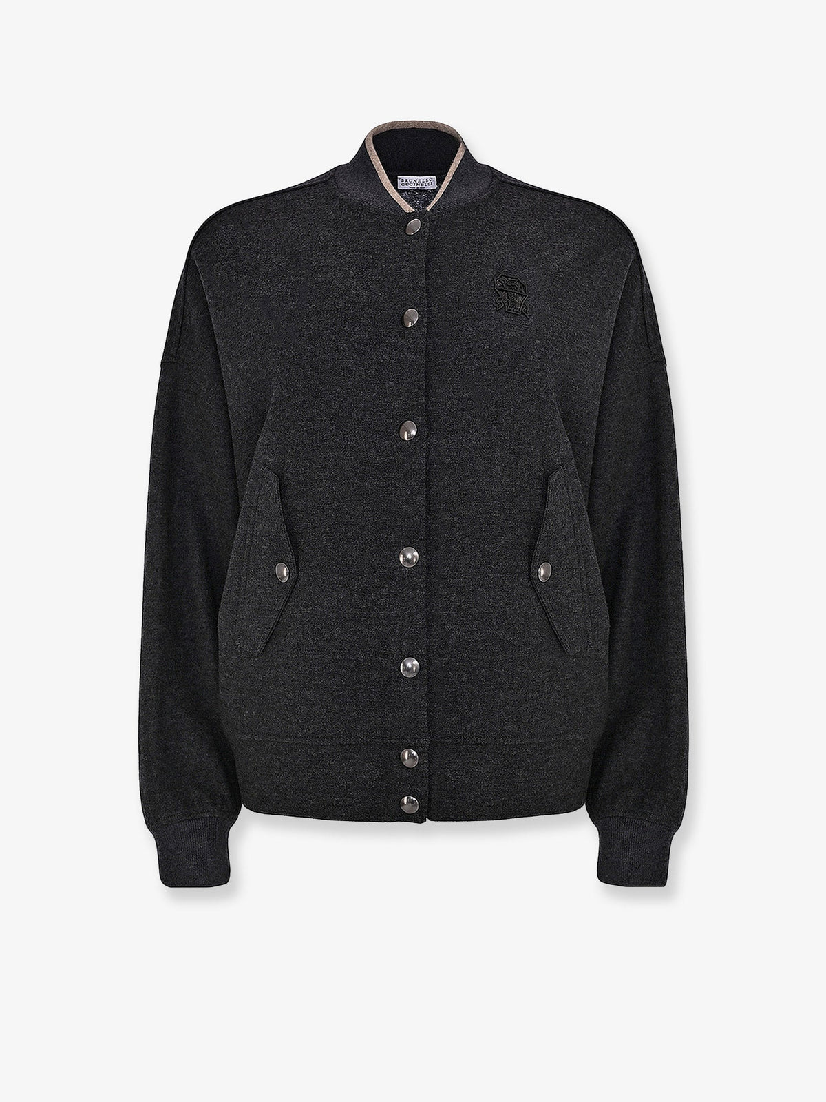 Brunello Cucinelli Women Cashmere Interlock Bomber Jacket With Logo BRUNELLO CUCINELLI