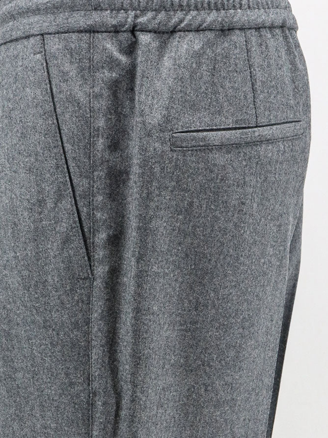 Brunello Cucinelli Men Virgin Wool Trousers With Adjustable Drawstring BRUNELLO CUCINELLI