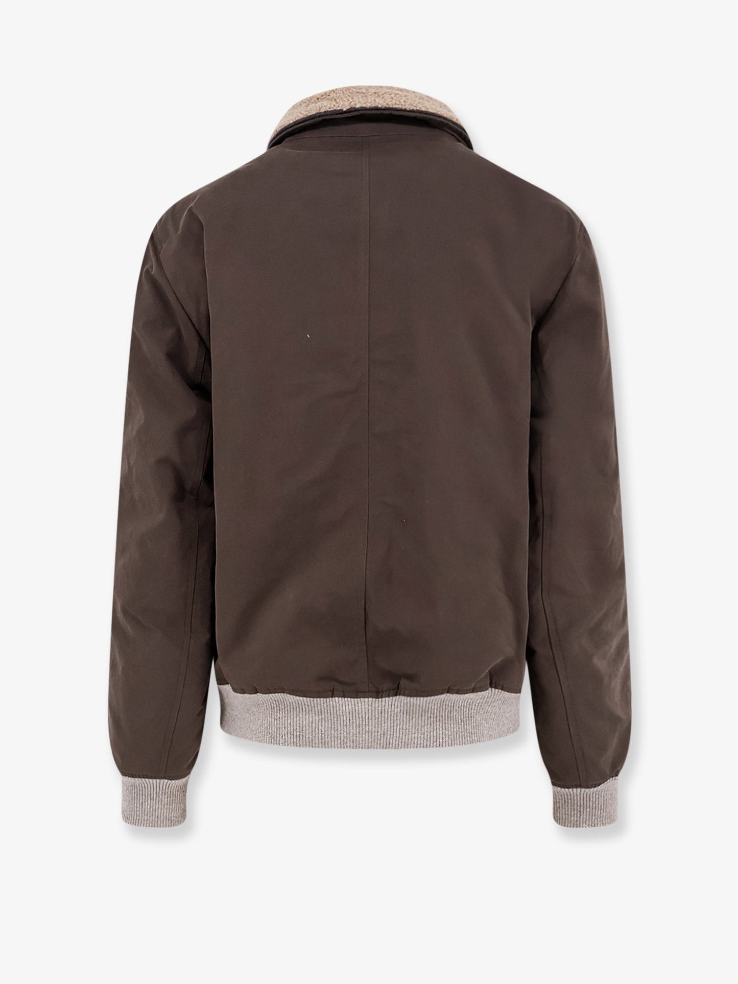 Brunello Cucinelli Men Cotton Blend Jacket With Fur Collar BRUNELLO CUCINELLI