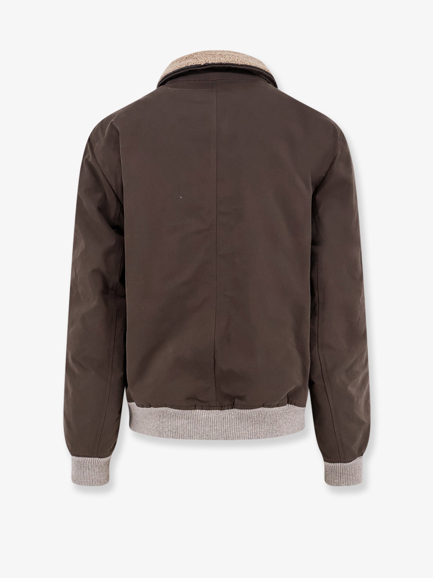 Brunello Cucinelli Men Cotton Blend Jacket With Fur Collar BRUNELLO CUCINELLI
